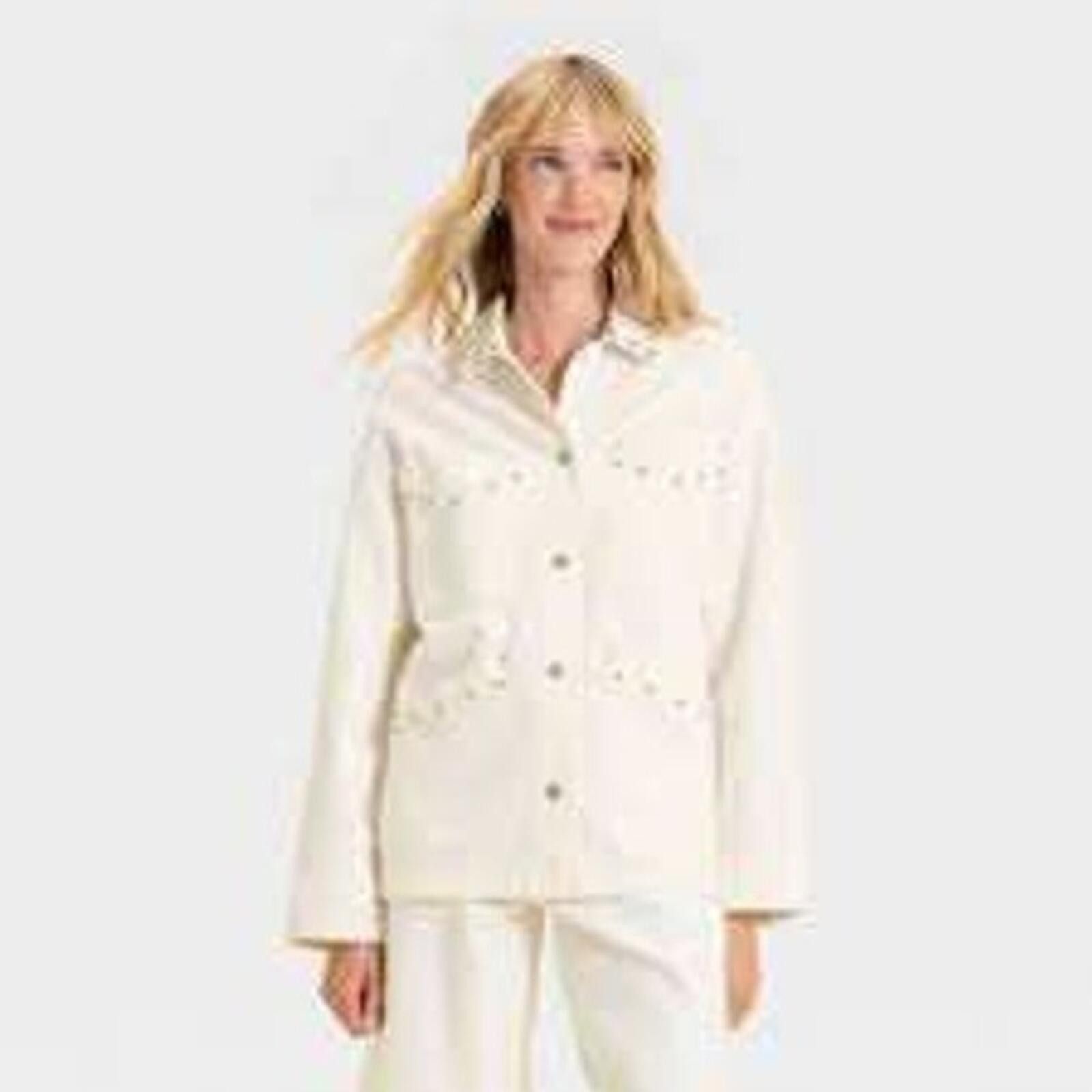Other Universal Thread Denim Jacket Womens M White Studded NWT Size M / US 6-8 / IT 42-44 - 1 Thumbnail