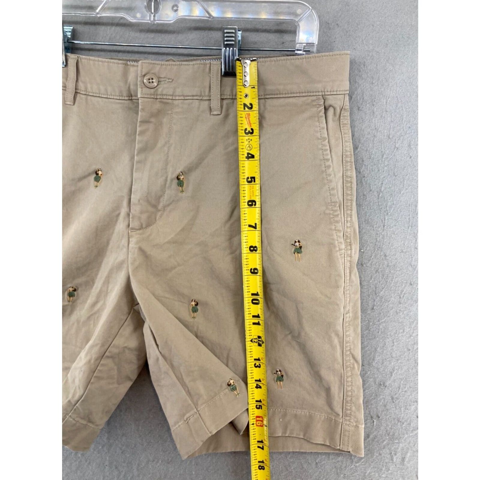 Cremieux Cremieux Men's Shorts 34 Khaki Chino Casual Flat Front Embroidered Cotton Blend Summer Mens Size US 34 / EU 50 - 3 Thumbnail