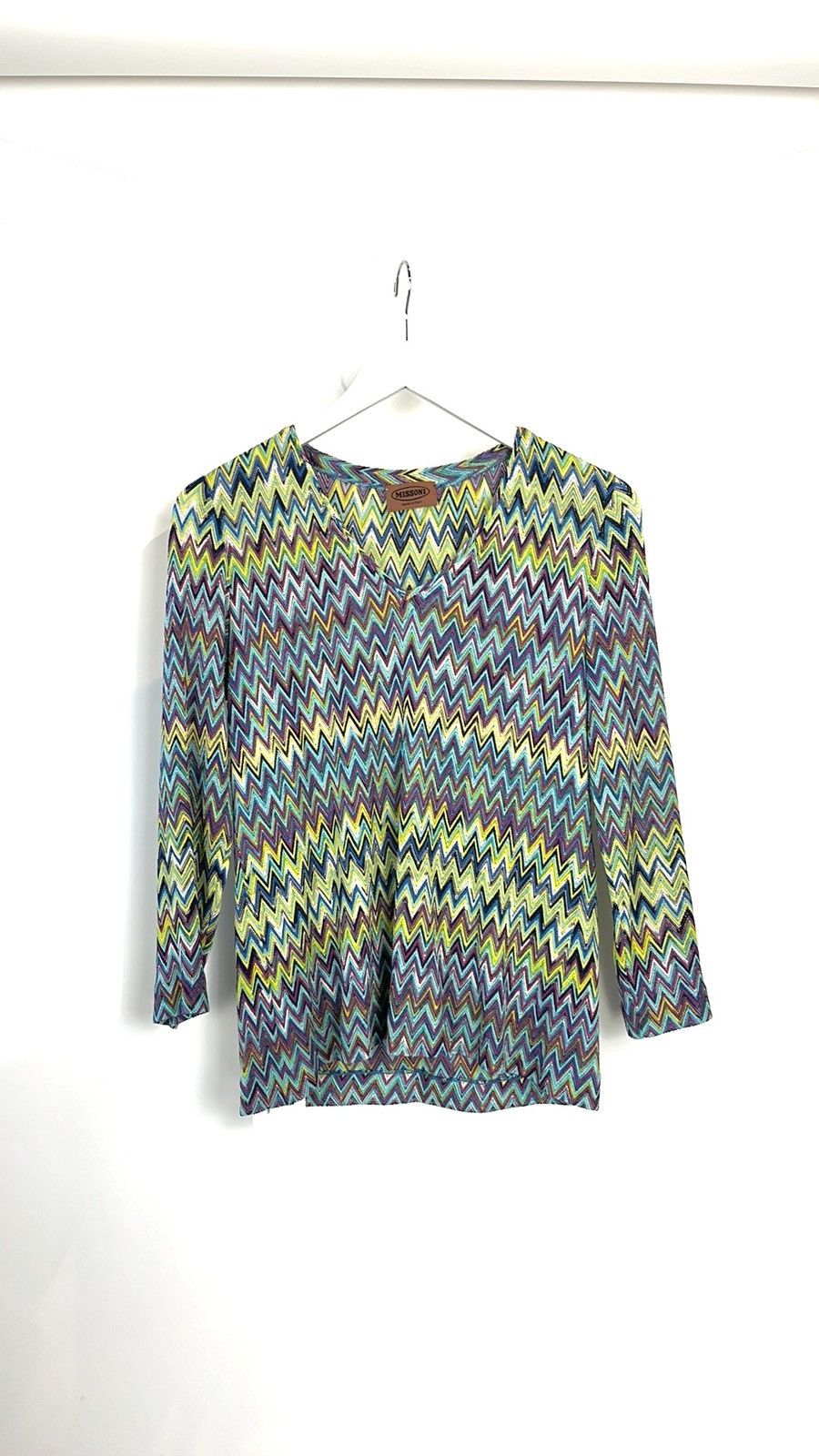 Missoni Missoni Blue Chevron Knit 3/4 Sleeve Top Size M / US 6-8 / IT 42-44 - 1 Thumbnail