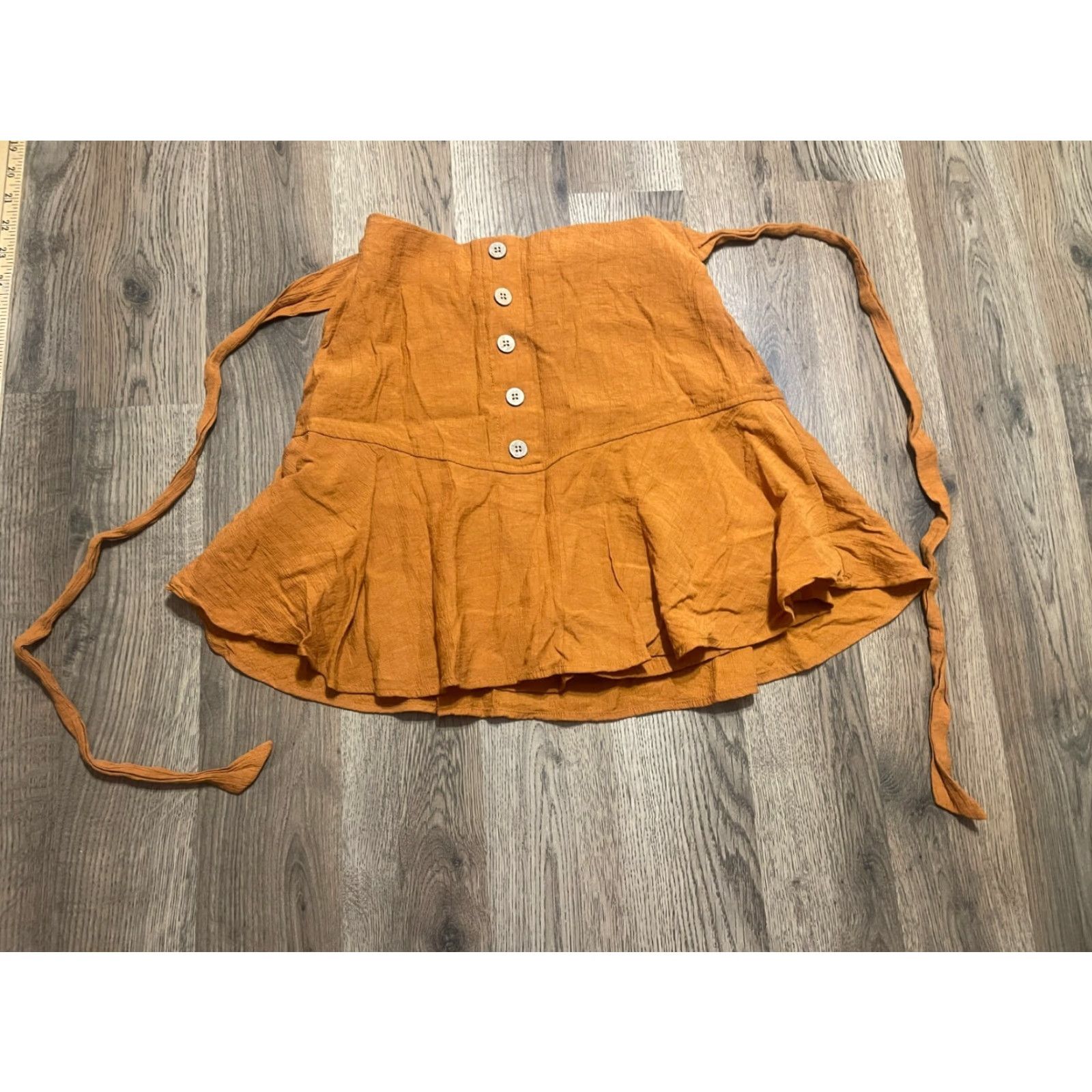 Vintage Harper Shorts Women's Size Small Orange Tie Waist Button Front Casual Modern Paperbag Spring SummerFall Womens Size 28" / US 6 / IT 42 - 2 Thumbnail