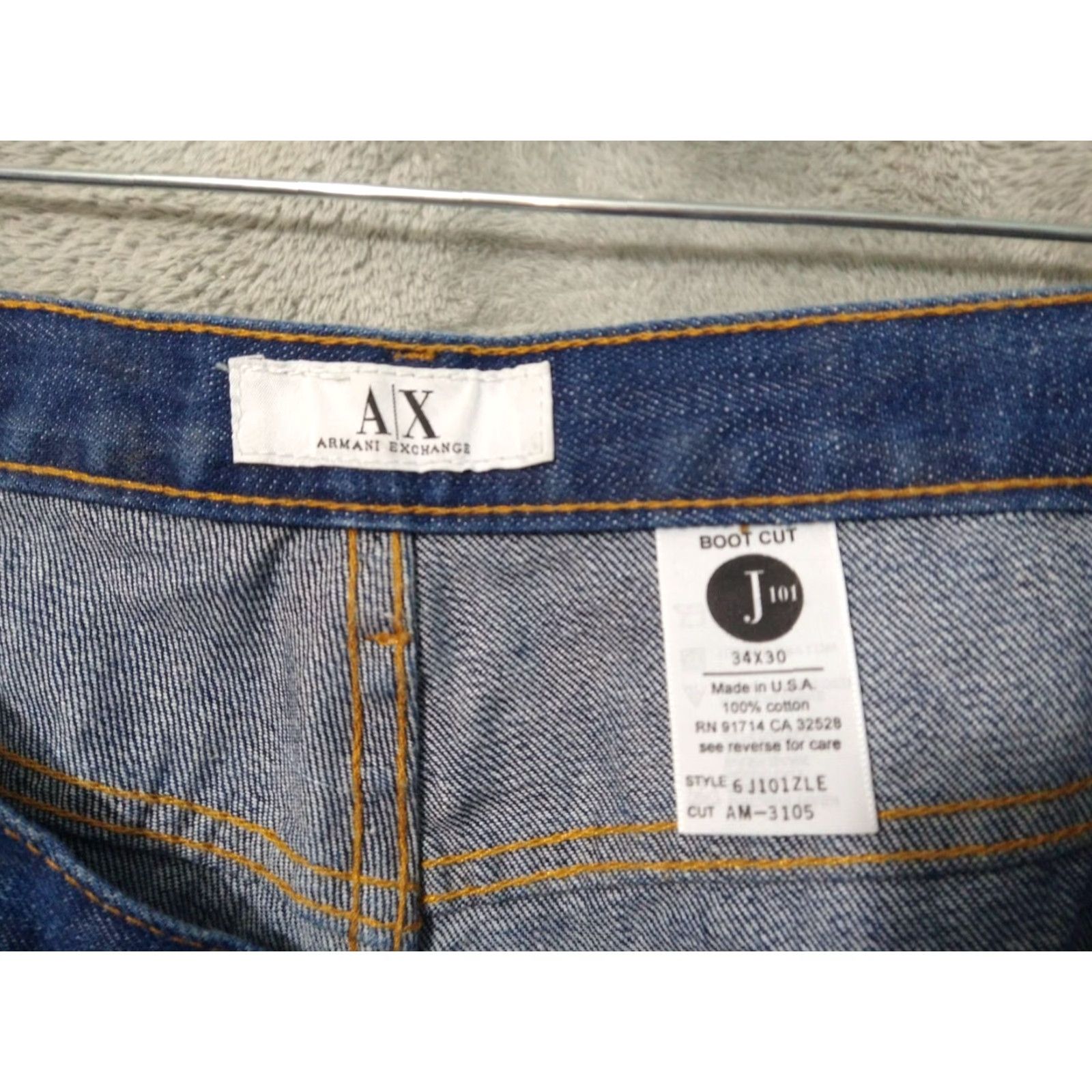 Armani Exchange Armani Exchange Jeans Mens 34x30 Blue Denim Bootcut Distressed Vintage Wide Leg Jeans Size US 34 / EU 50 - 7 Thumbnail