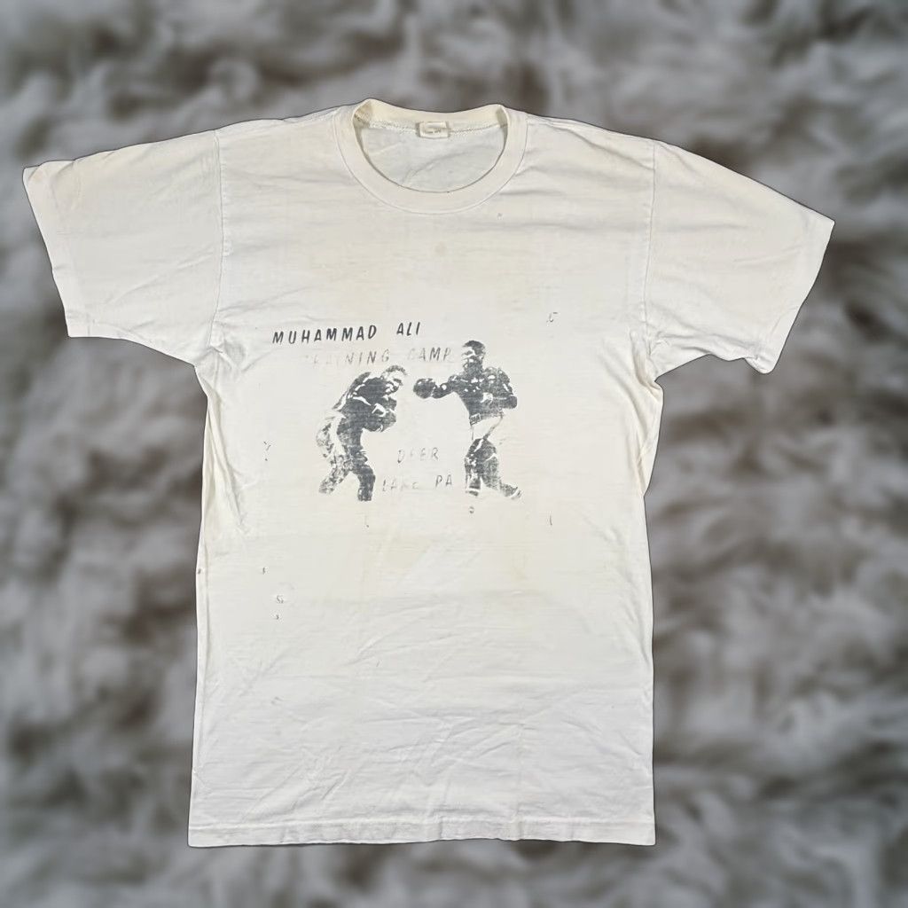 Vintage VINTAGE Muhammad Ali Tshirt Deer Lake Camp Early-Mid 70s Champ Era Shirt Unisex XLT White 1970s Graphic Tee Sports Mens Womens Boys Girls Size US XL / EU 56 / 4 - 1 Thumbnail