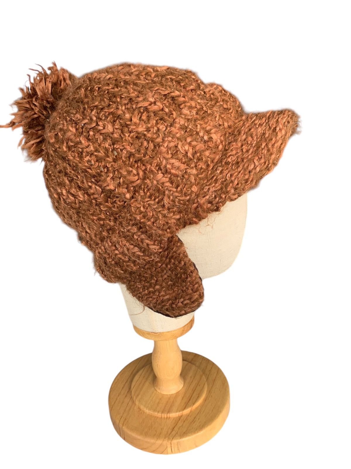 Japanese Brand Knitted Wool Earflap Hairy Rare Beanie Hats Size ONE SIZE - 1 Thumbnail