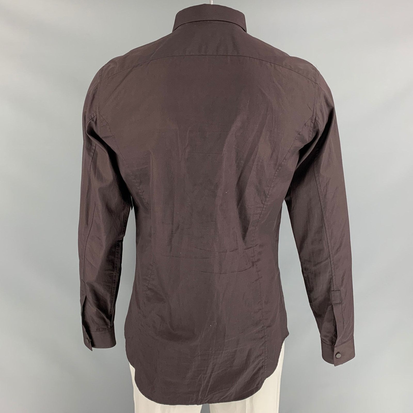 Calvin Klein Size L Solid Brown Cotton Snaps Long Sleeve Shirt Size US L / EU 52-54 / 3 - 3 Thumbnail