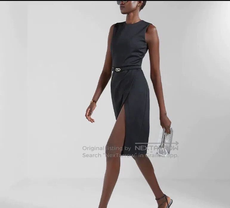 Fendi Fendi Black Slit Hem Silk Round Neck Sleeveless Dress Size XS / US 0-2 / IT 36-38 - 9 Thumbnail