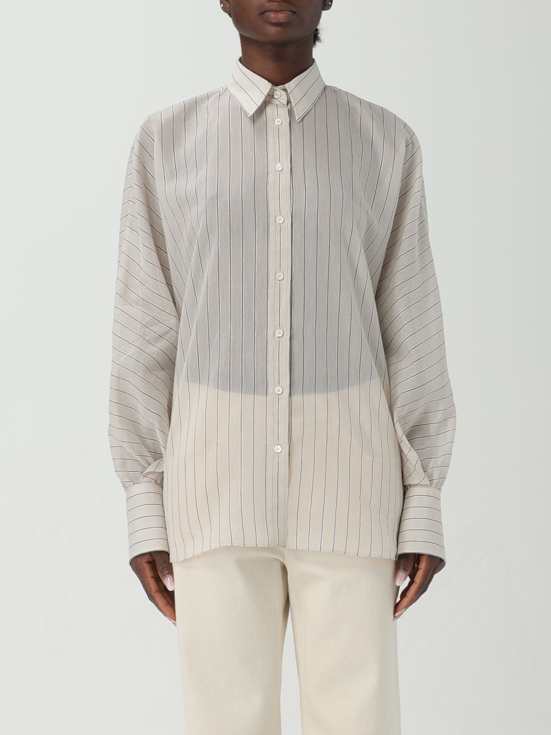 image of Brunello Cucinelli Shirt Woman Beige, Women's (Size Large)