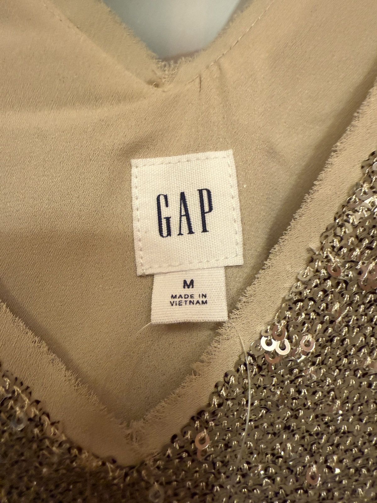 Gap Gap Women Sleeveless Silver Sequin Lined Evening Tank Top Size M / US 6-8 / IT 42-44 - 2 Thumbnail
