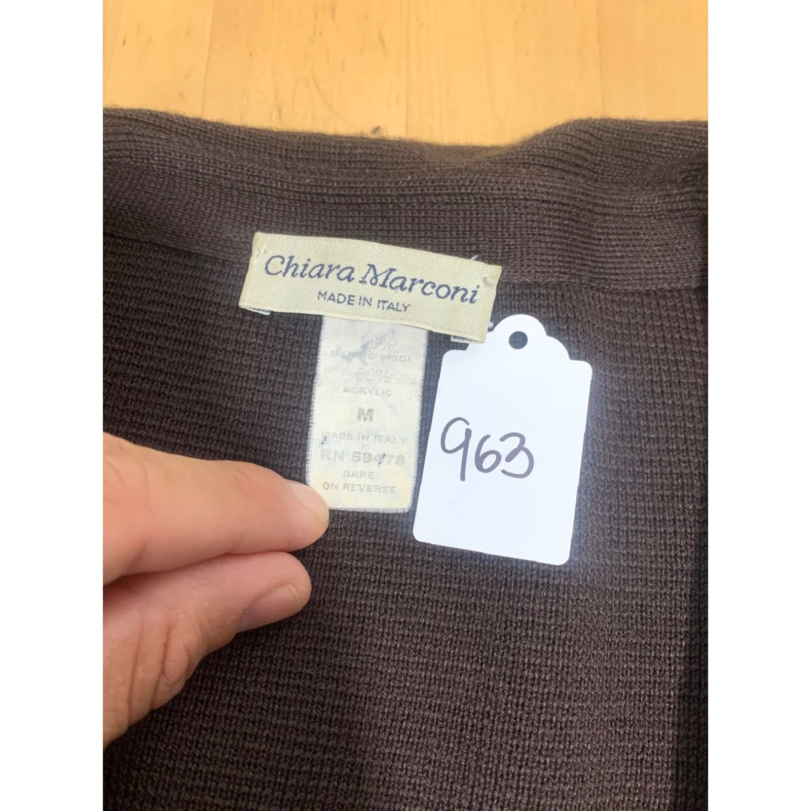 Vintage Chiara Marconi Womens Sweater Cardigan Size M Brown Italy Solid Acrylic Knit Size M / US 6-8 / IT 42-44 - 3 Thumbnail