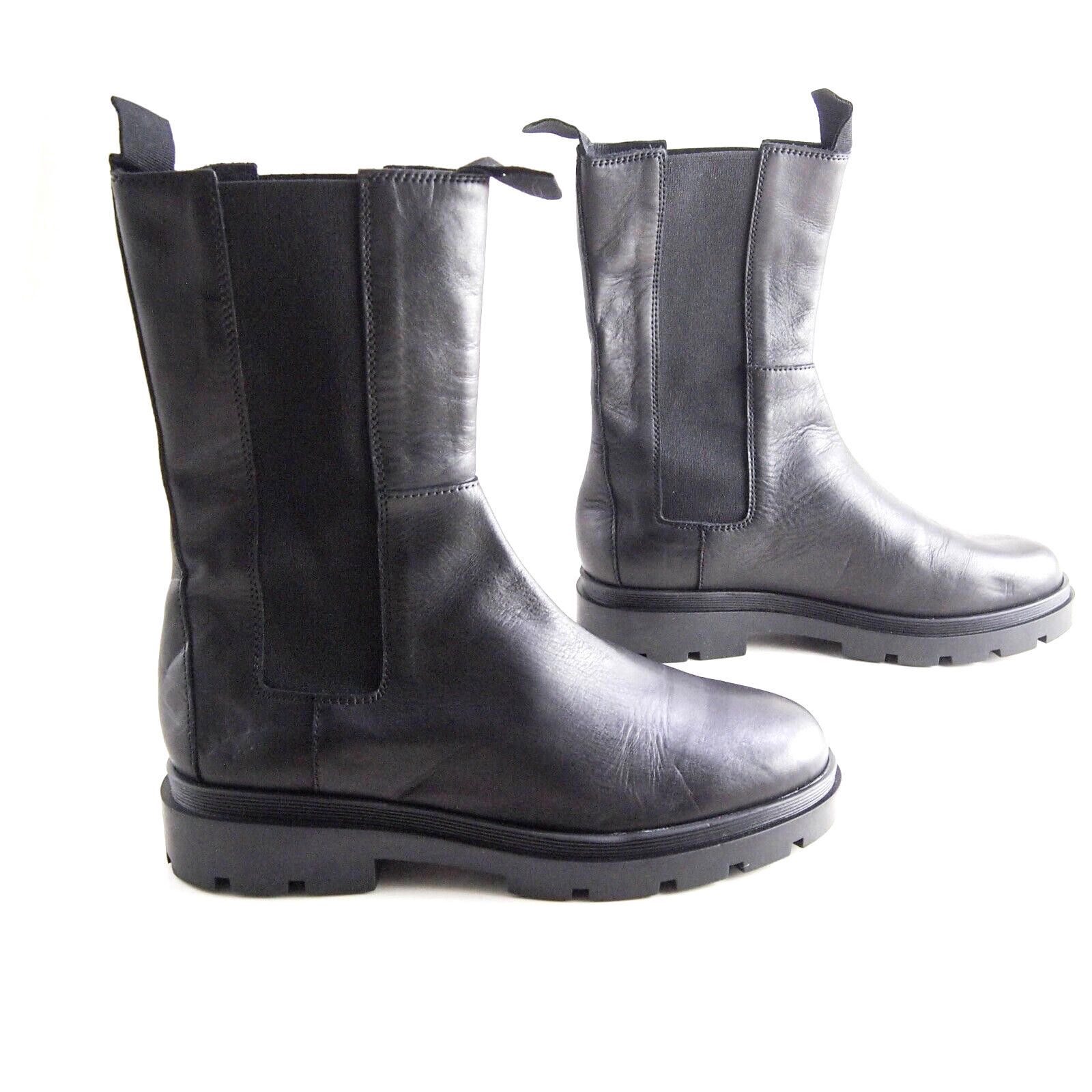 Designer Fabio Rusconi Mid Calf Boots Black Leather Womens US 9 EU 39 Size US 9 / IT 39 - 2 Thumbnail