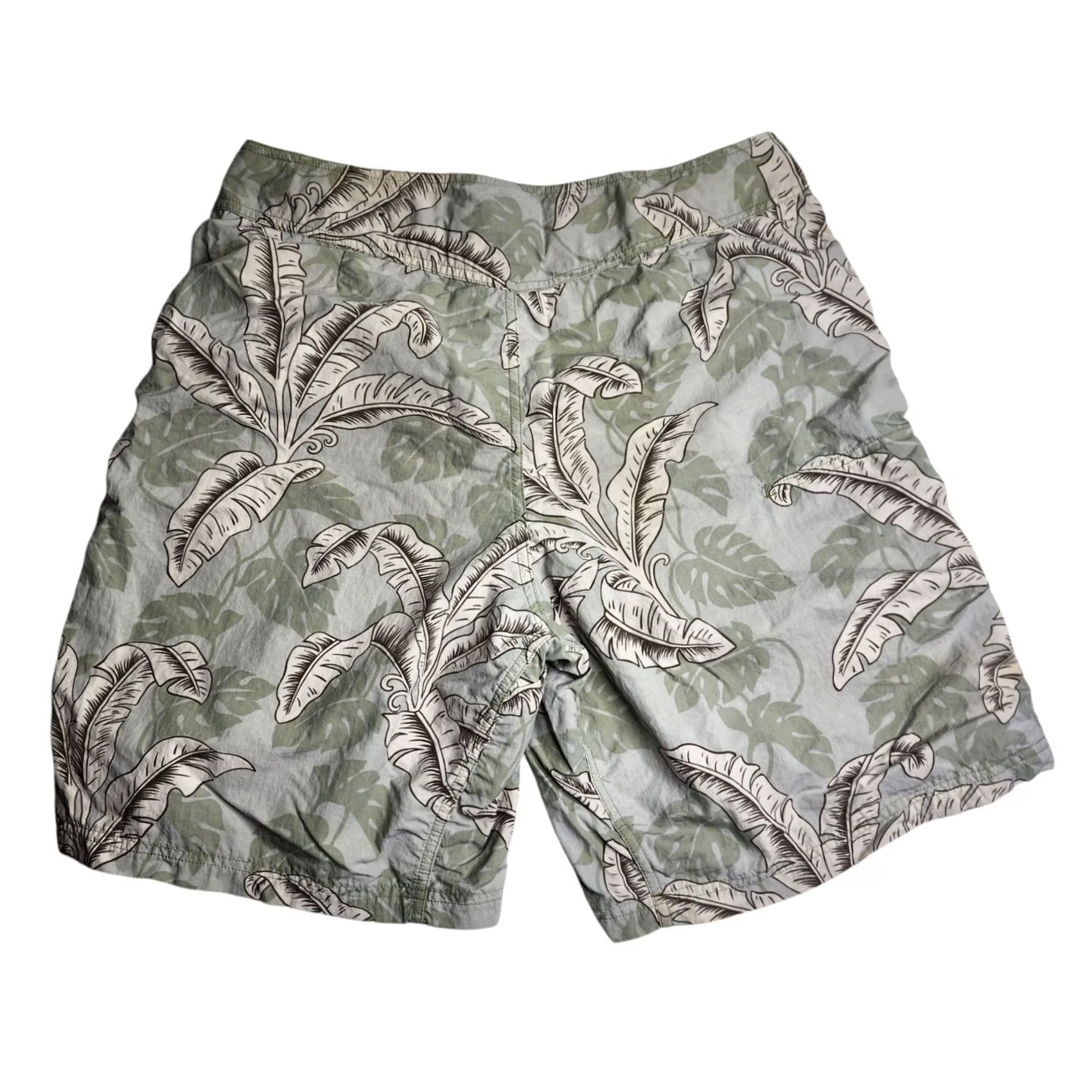 Patagonia Patagonia Wavefarer Board Shorts Palms Surf Beach Pool Swimsuit Trunks 33 Green Mens Regular Waist Drawstring Pockets Beach Size US 33 - 2 Thumbnail