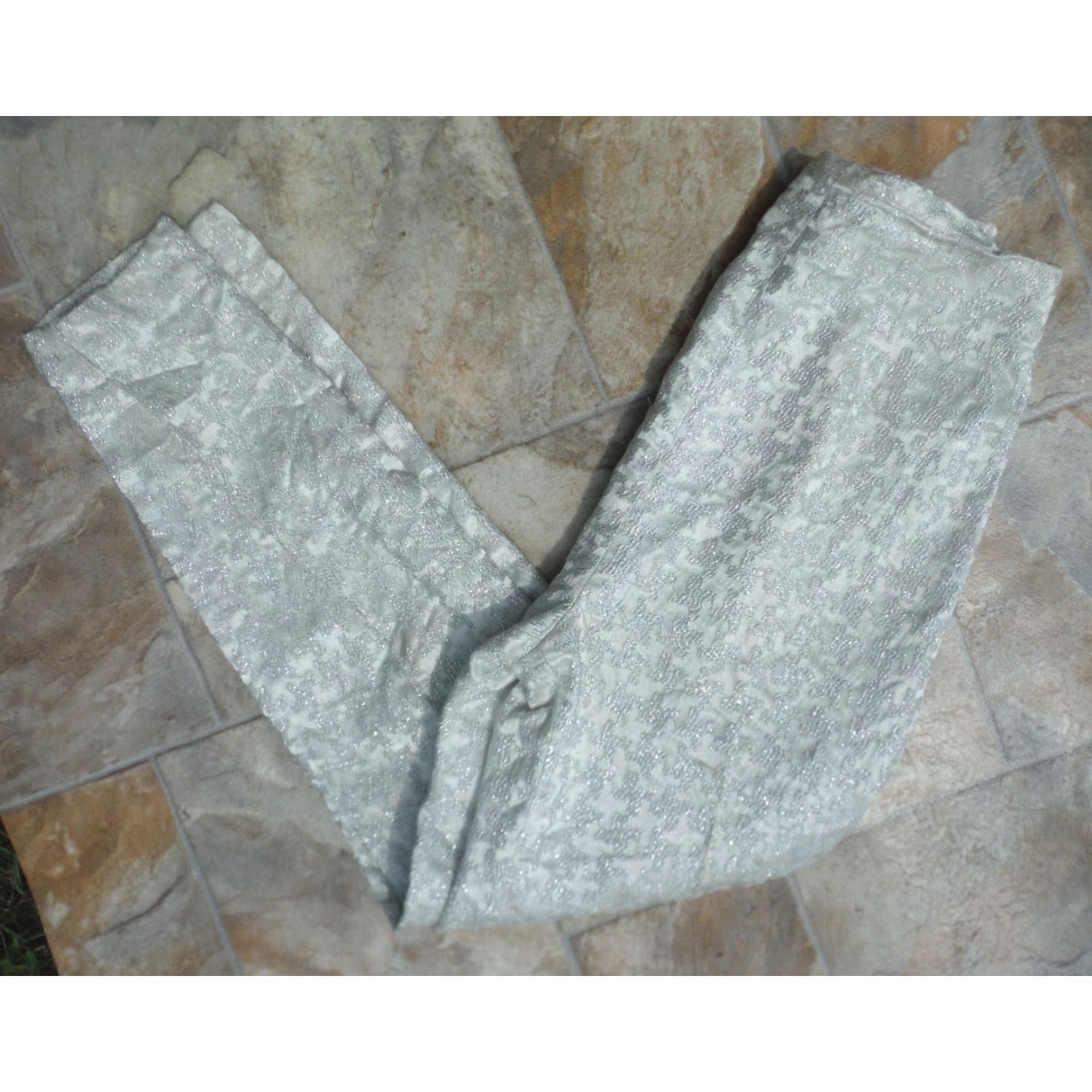 Vintage Symphony Pants 70s Ladies Embellished 22x25 Glittery Silver Decorative Pleated Size 22" - 3 Thumbnail
