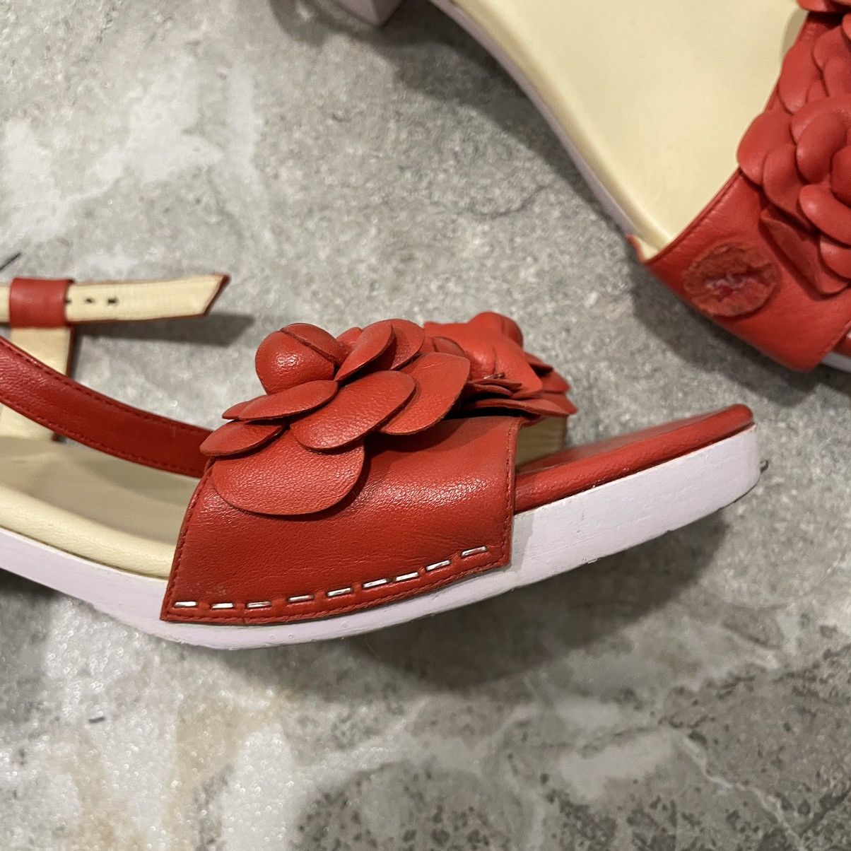 Chanel Chanel Orange rad Leather Camellia Ankle Strap Sandals slip Size US 9 / IT 39 - 4 Thumbnail