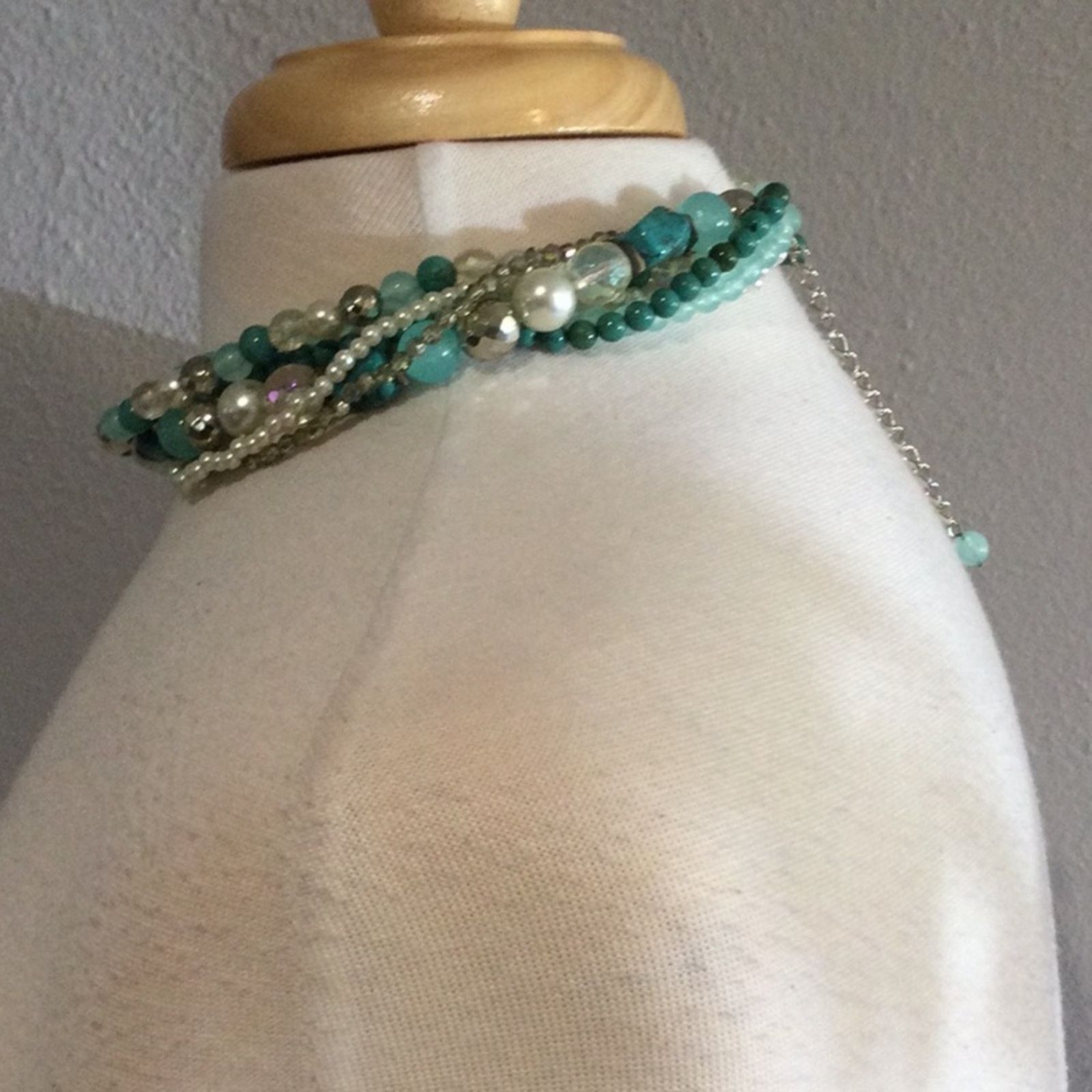 Other Multi-strand Turquoise, Clear, Blue and Silver Bead Necklace Size ONE SIZE - 11 Thumbnail