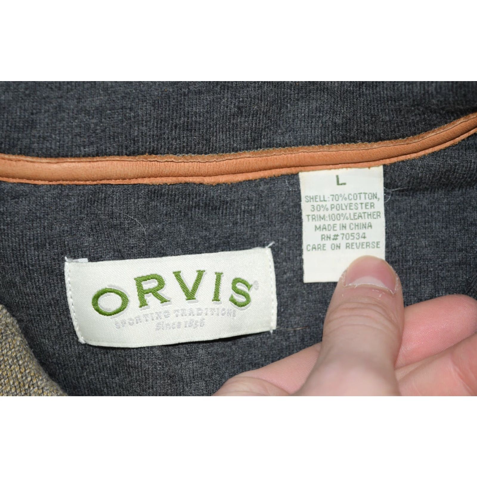 Orvis Orvis Sweater Mens L Olive Tweed Quarter Zip Leather Patch Size US L / EU 52-54 / 3 - 7 Thumbnail