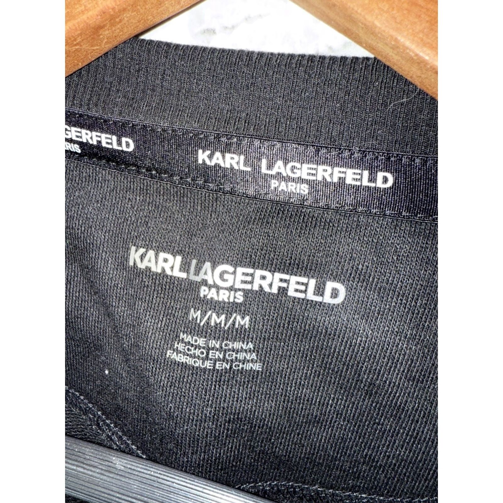 Karl Lagerfeld Karl Lagerfeld Sweatshirt Top Puff Sleeve Beaded Sequin Logo Black M Women Regular Pullover Knit 60% Cotton 40% Polyester Size M / US 6-8 / IT 42-44 - 3 Thumbnail