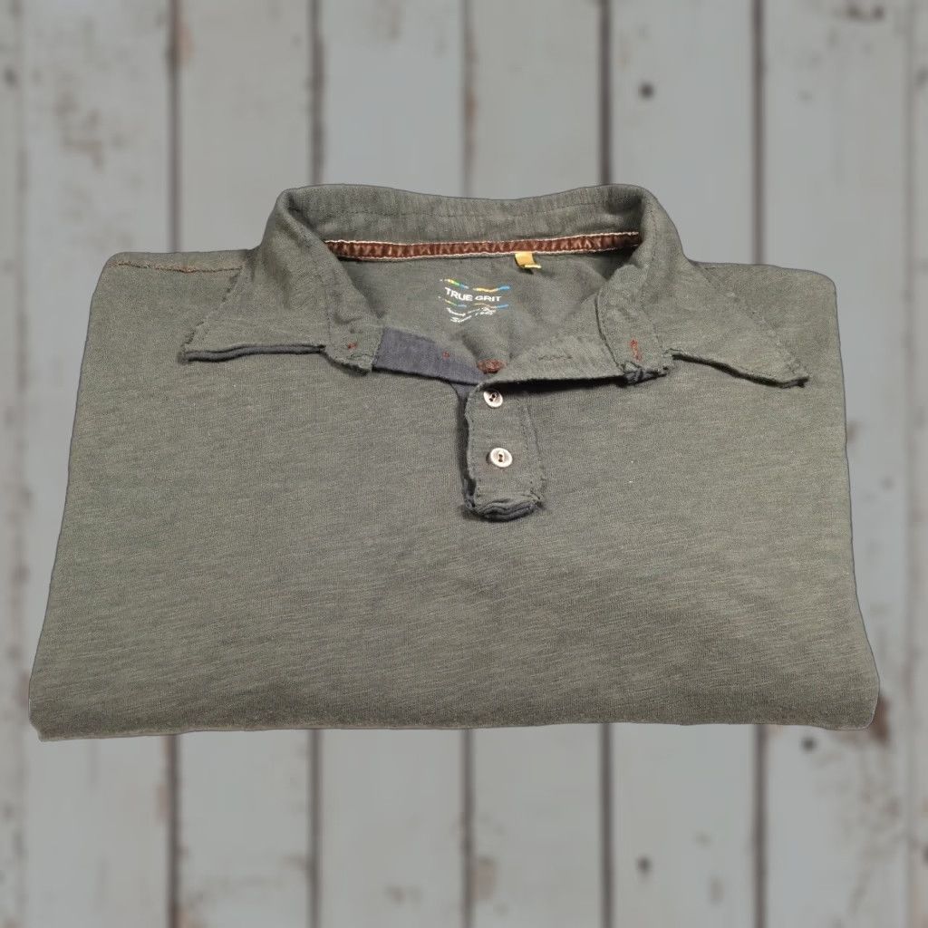 Vintage True Grit Polo Shirt Men Medium Short Sleeve Gray-Green Mix Casual Vintage Size US M / EU 48-50 / 2 - 1 Thumbnail
