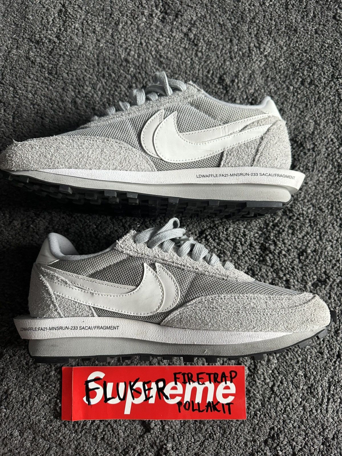 Fragment Design × Nike × Sacai Nike LDWaffle sacai Fragment "Light Smoke Grey - NO BOX Size US 10 / EU 43 - 3 Thumbnail
