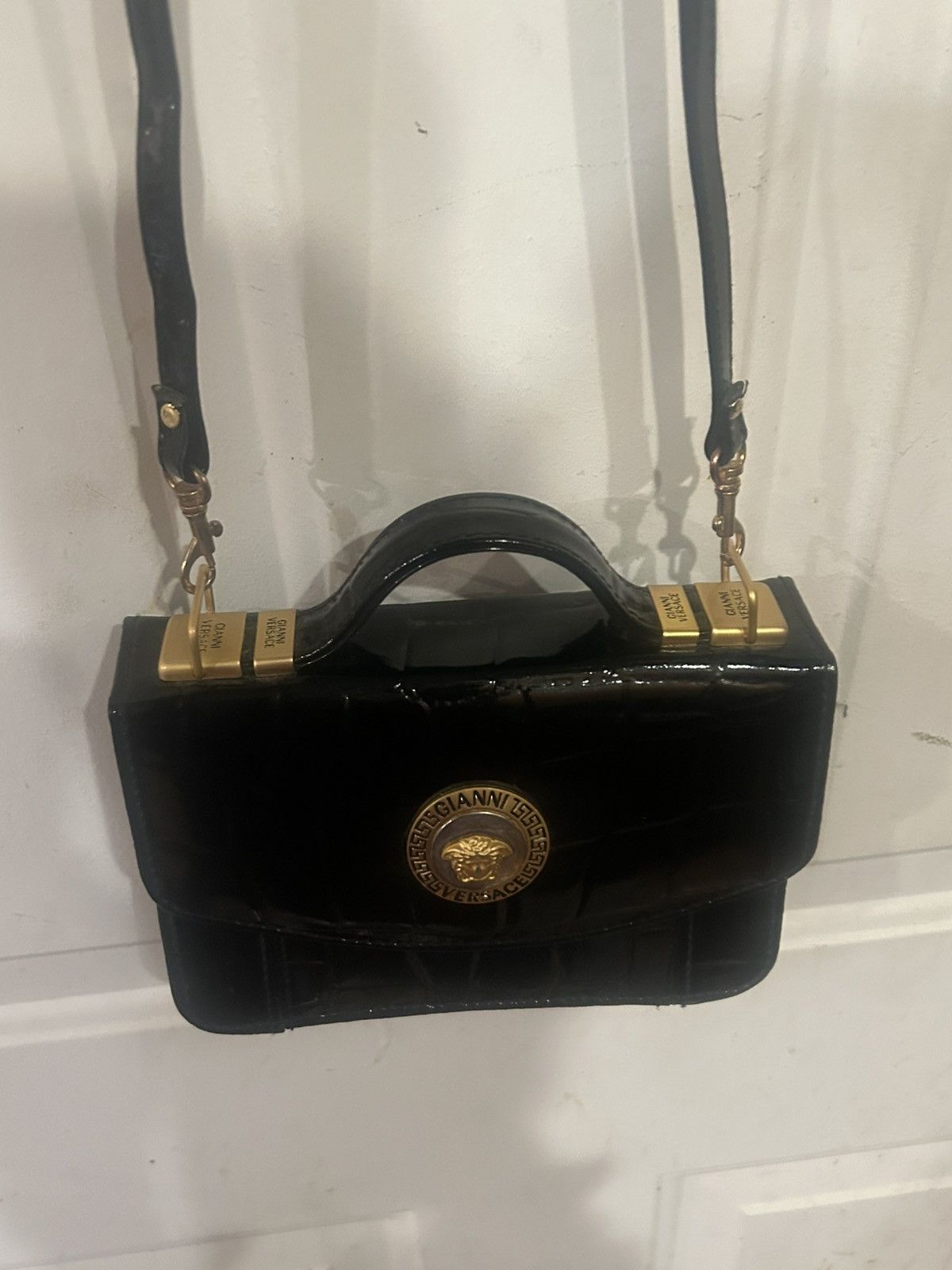Versace Gianni Versace Medusa Patent Croc Embossed Clutch Size ONE SIZE - 6 Thumbnail