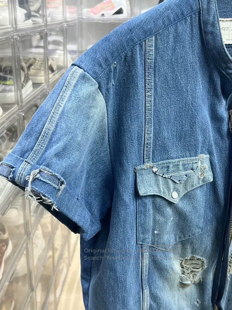 Greg Lauren Greg Lauren Denim Spliced Sleeveless Jacket Size US XL / EU 56 / 4 - 4 Thumbnail