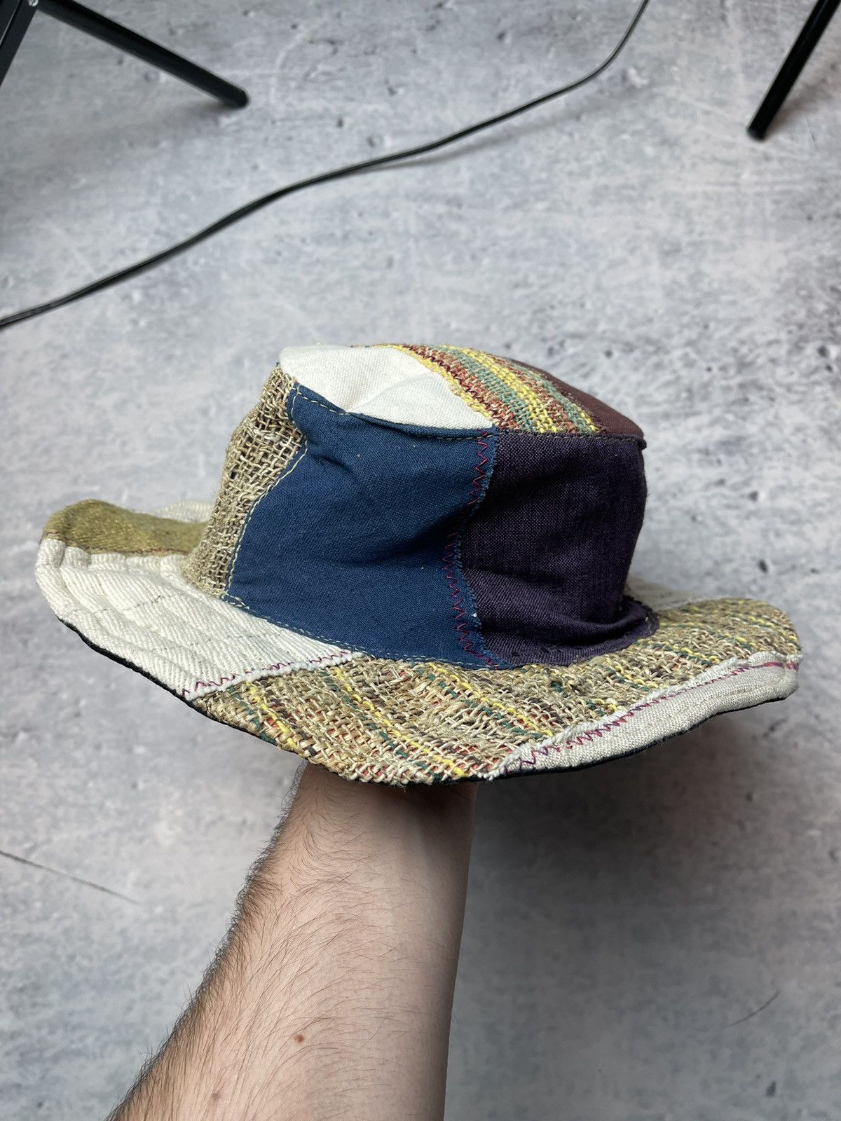 Art Comes First Vintage HIPPIE BUCKET HAT patchwork HEMP STYLE Size ONE SIZE - 3 Thumbnail