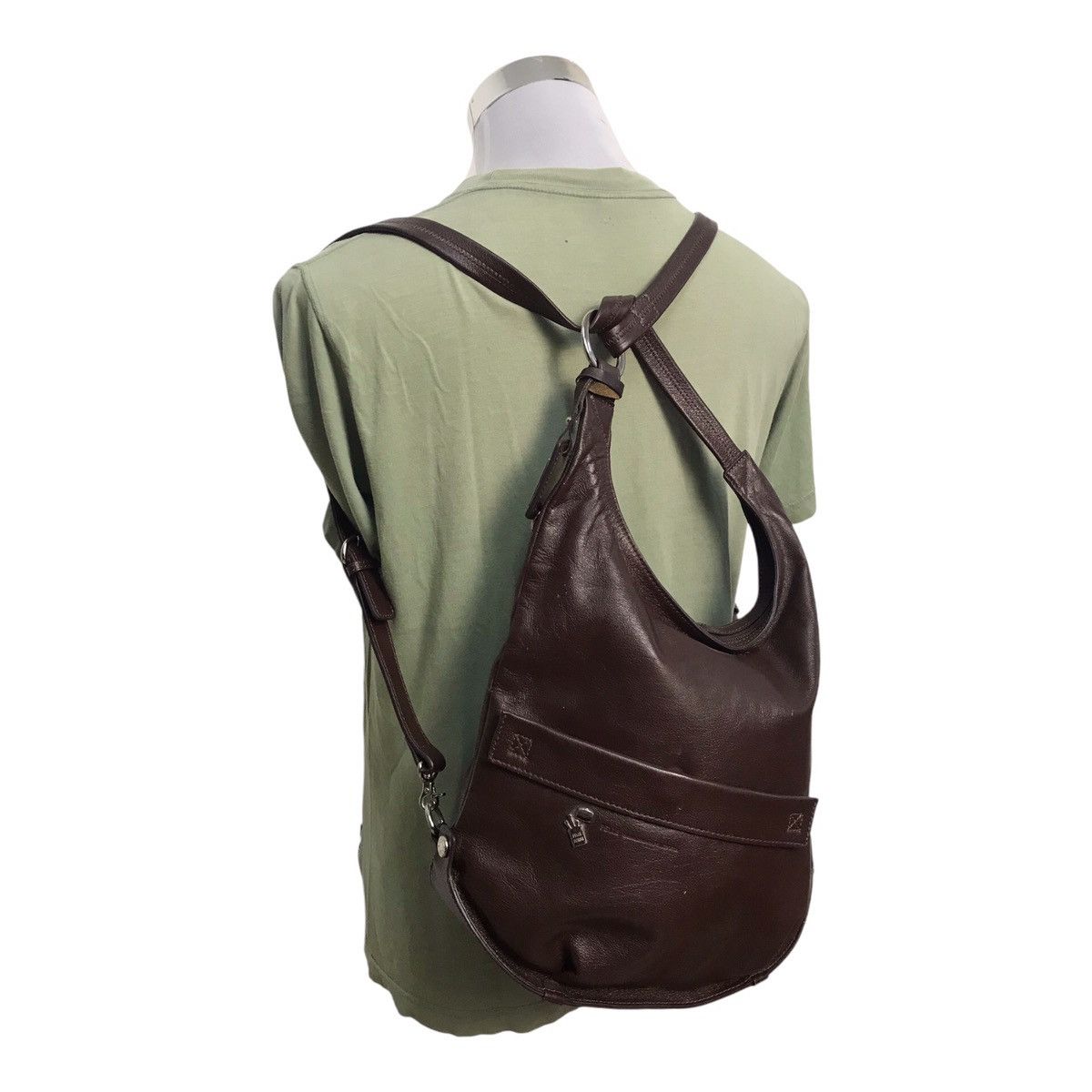 Japanese Brand Pelle Dark Brown Leather Bag-pack Size ONE SIZE - 2 Thumbnail