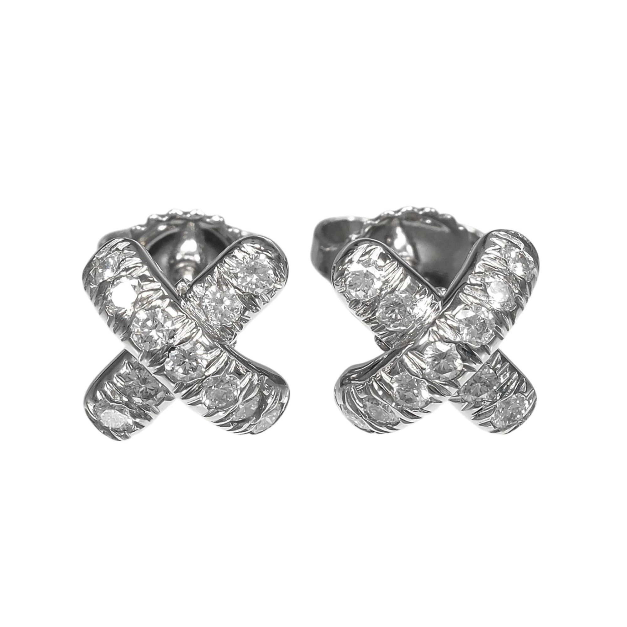 Tiffany & Co. Tiffany & Co. Cross-stitch Earrings, Platinum 950, Diamond, Approx. 3.42g. Size ONE SIZE - 1 Thumbnail