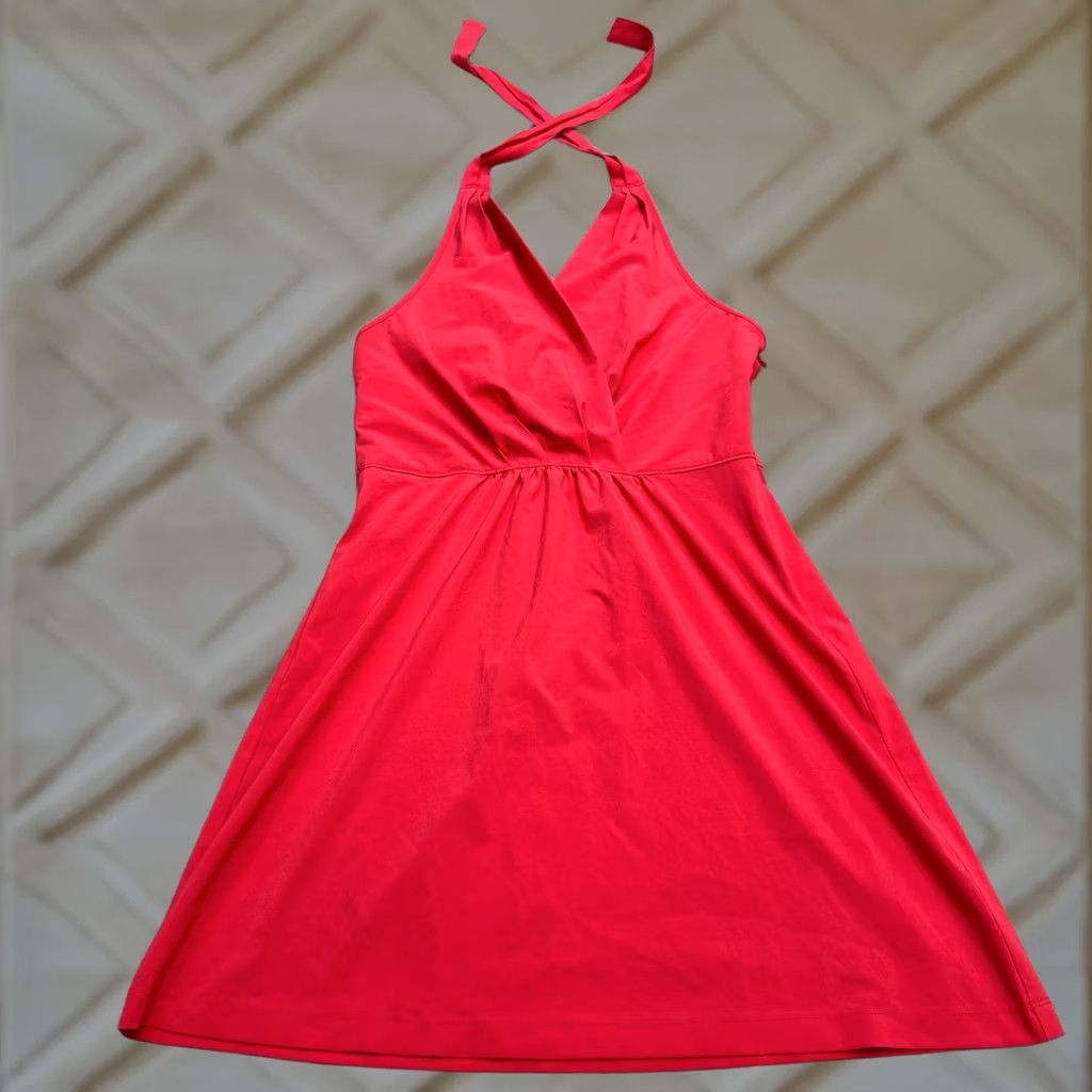 Athleta Athleta Dress Womens 8 Petite Coral Pink Halter A-Line Backless Smocked Mini Size M / US 6-8 / IT 42-44 - 1 Thumbnail