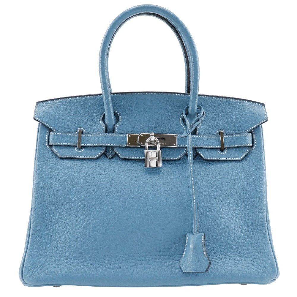 Hermes Hermes Birkin Handbag Blue Clemence with Palladium Hardware Size ONE SIZE - 1 Thumbnail