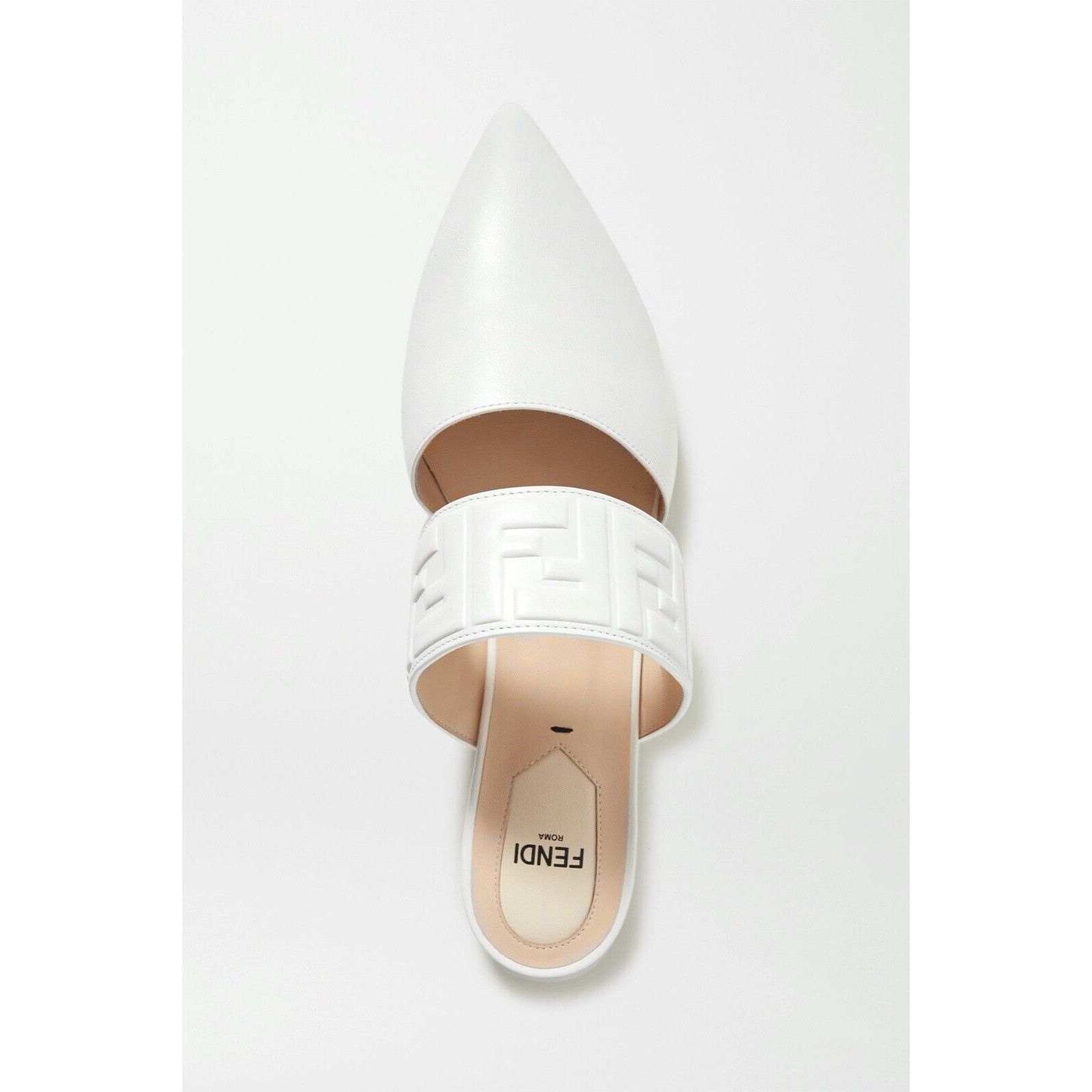 Fendi Fendi Motif FF Logo Snow White Leather Pointed Toe Ballerina Size US 9 / IT 39 - 7 Thumbnail
