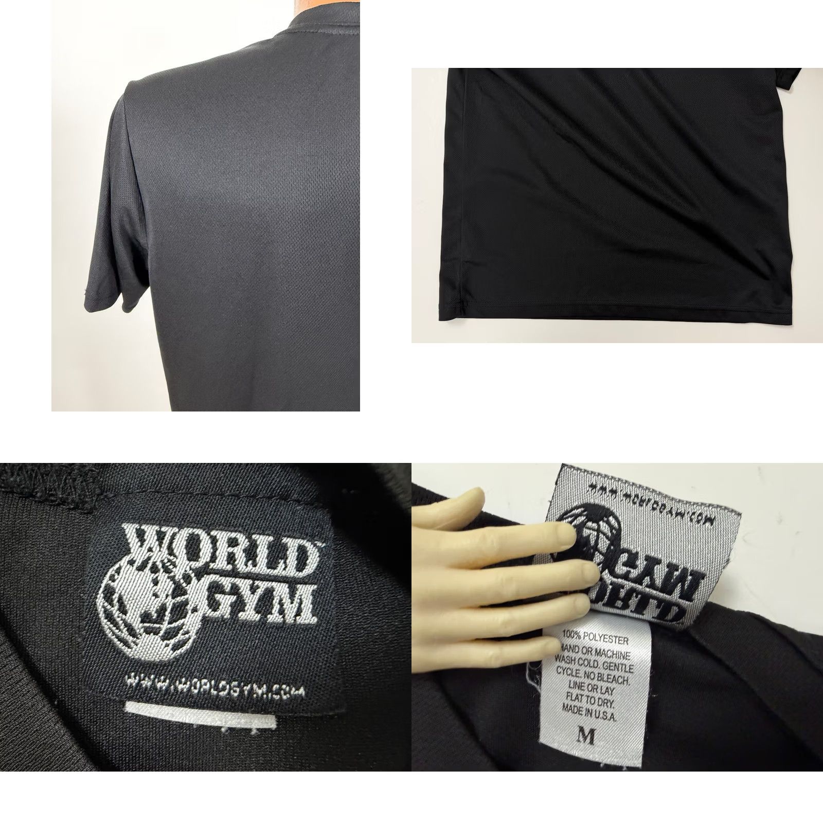 Vintage VINTAGE World Gym Shirt Men Medium Embroidered Logo Stretchy Microfiber USA Made Black Size US M / EU 48-50 / 2 - 8 Thumbnail