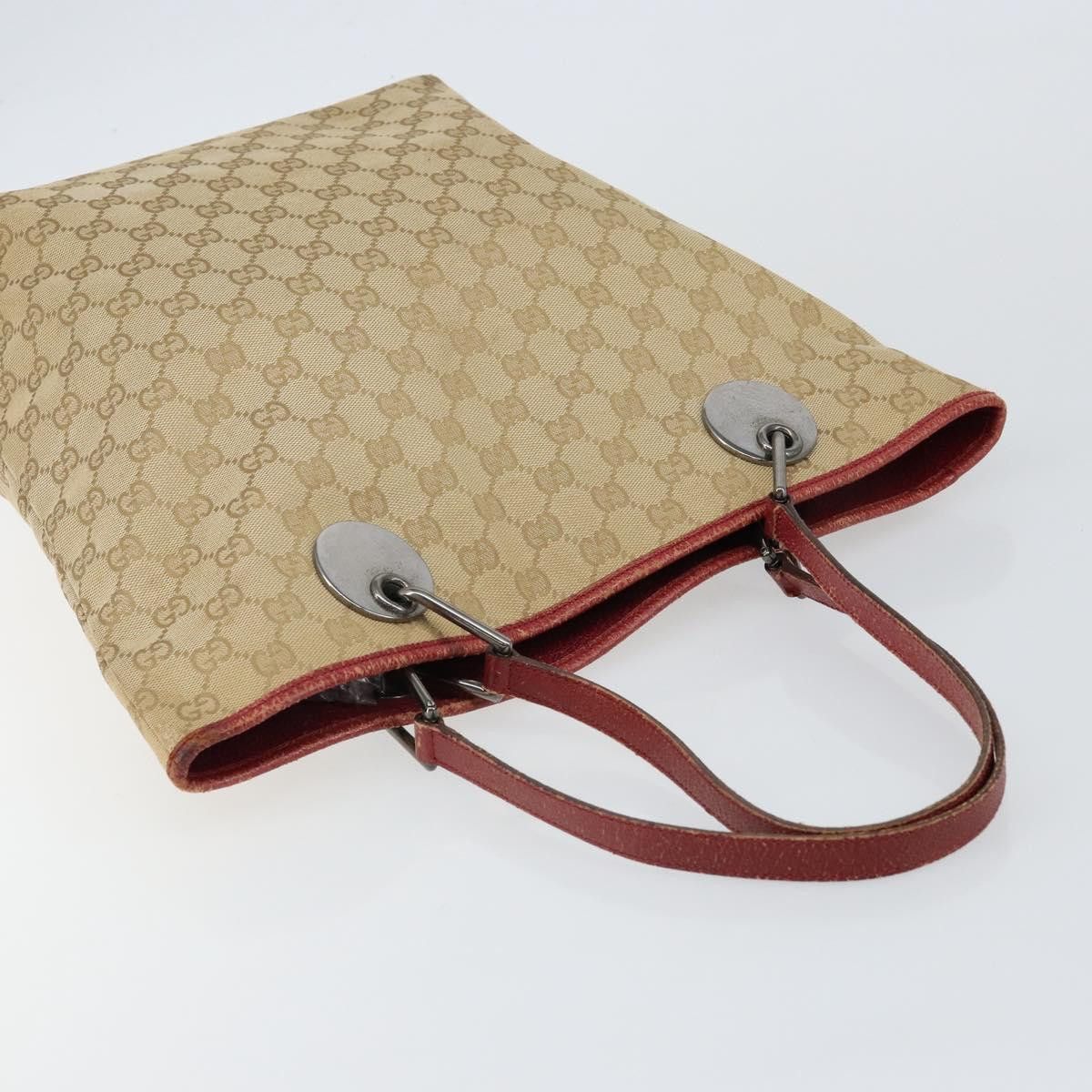 Gucci GUCCI GG Canvas Tote Bag Beige Silver Size ONE SIZE - 6 Thumbnail