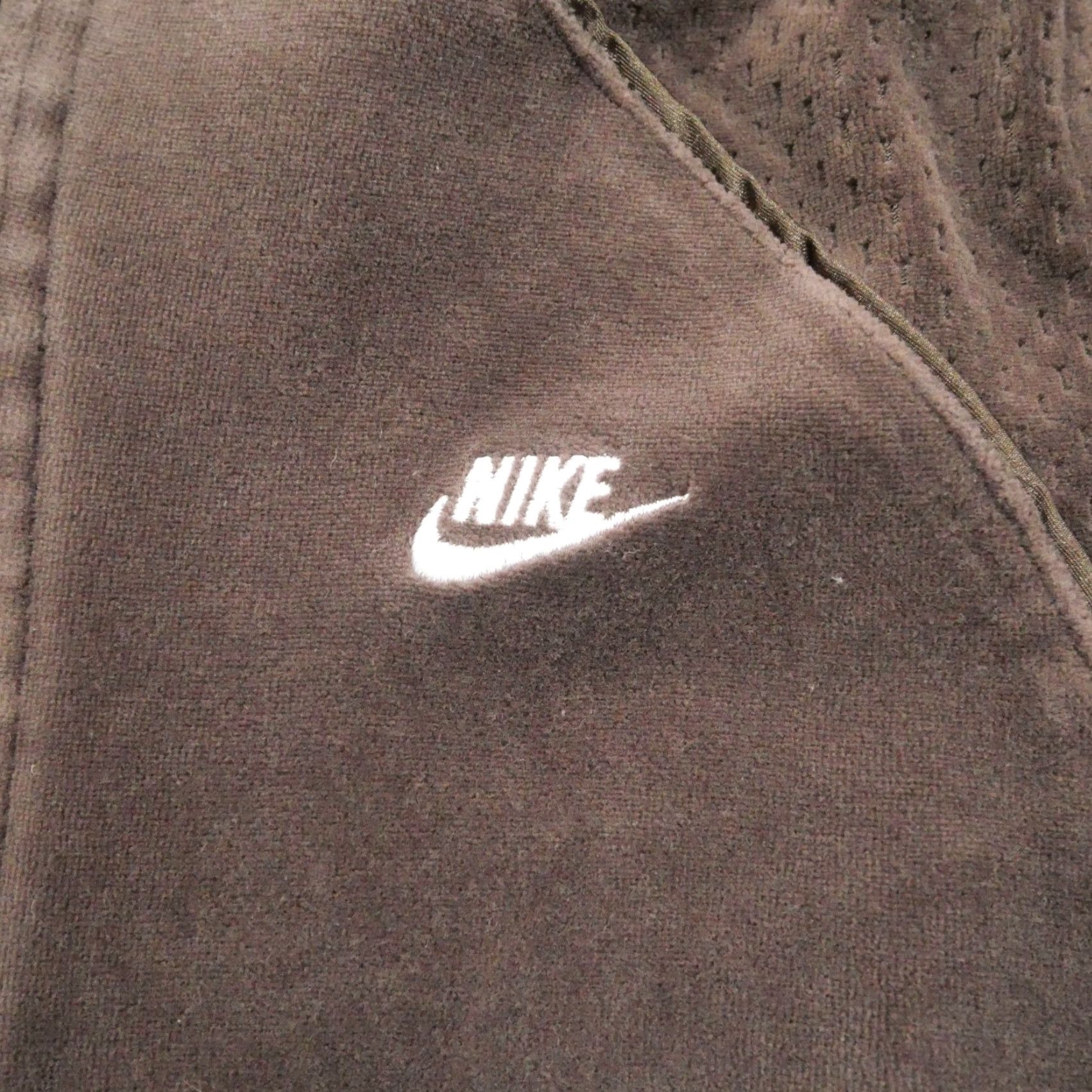 Nike VINTAGE Nike Hoodie Womens Large Brown Velour Full Zip Y2K Sportswear Logo Size L / US 10 / IT 46 - 3 Thumbnail