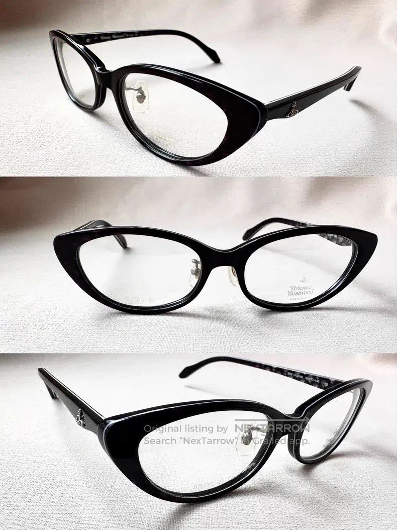 Vivienne Westwood Vintage Black Cat-Eye Saturn Glasses Fra