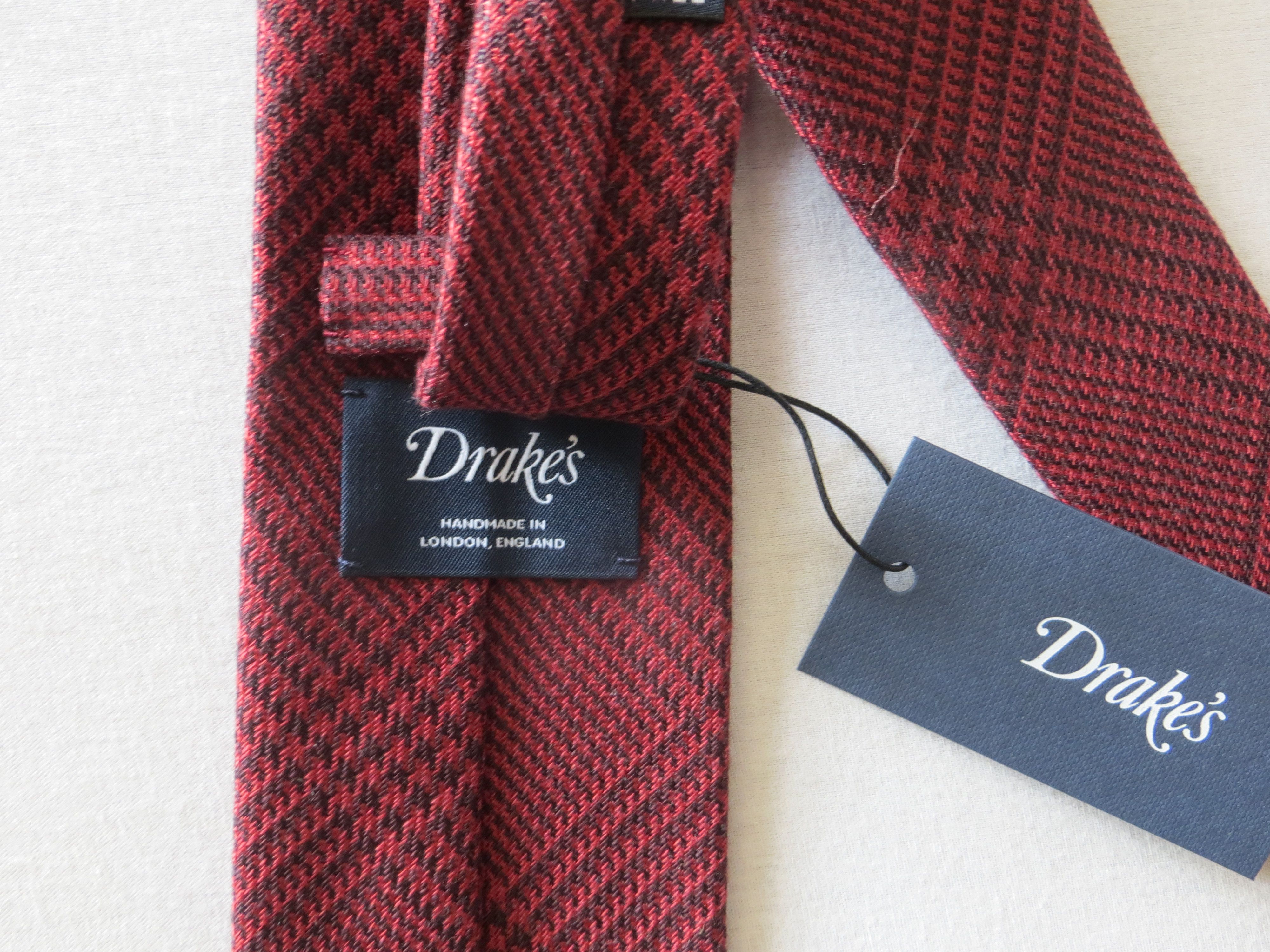 Drake's WOOL TARTAN RAW EDGE TIE Size ONE SIZE - 2 Thumbnail