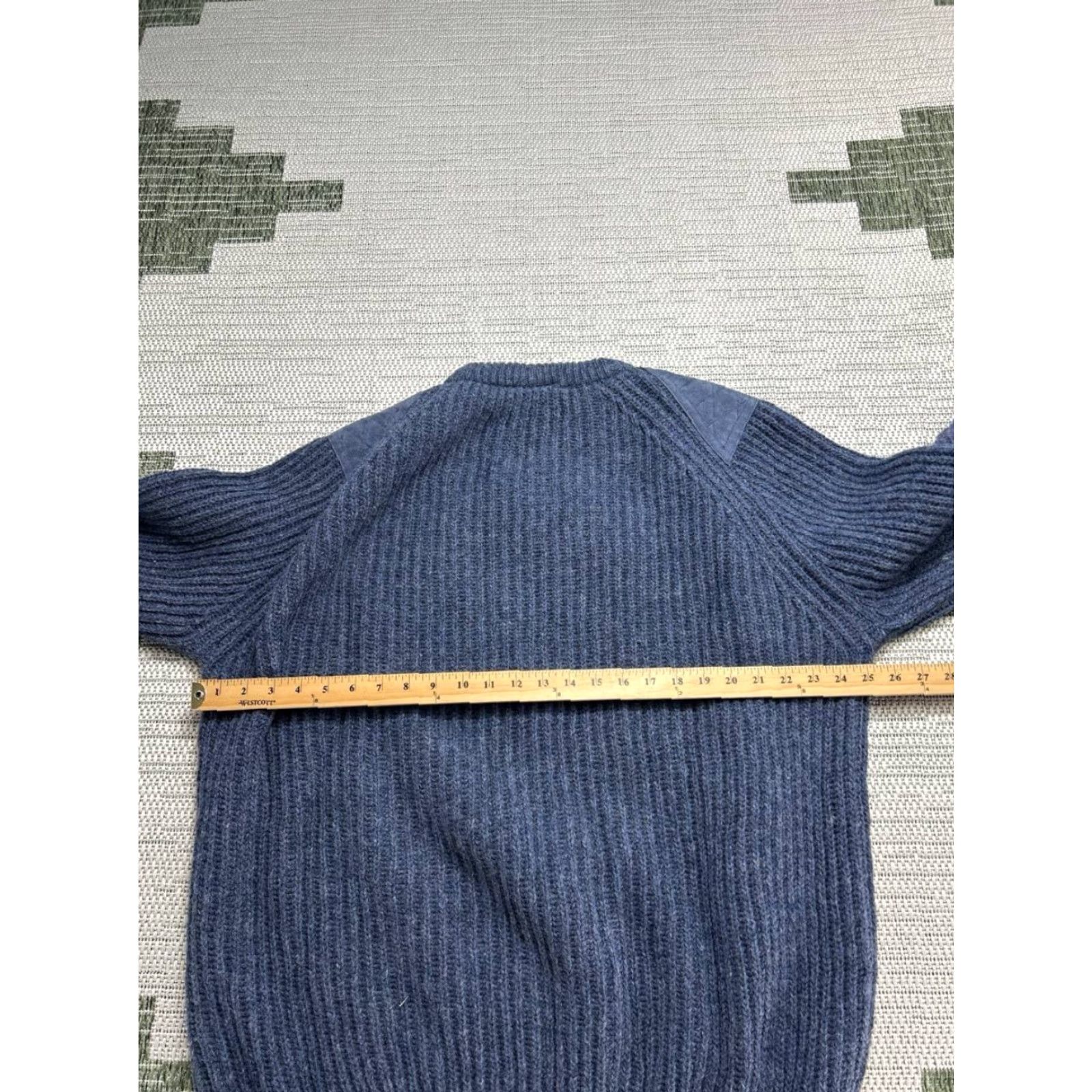 Vintage Brenire Mens Sweater XL Blue Wool Knit Pullover - Crew Neck, Long Sleeve, Casual, Regular Fit, Winter Winter, Knit, Pullover, Solid, 2XL, Men Size US XXL / EU 58 / 5 - 4 Thumbnail