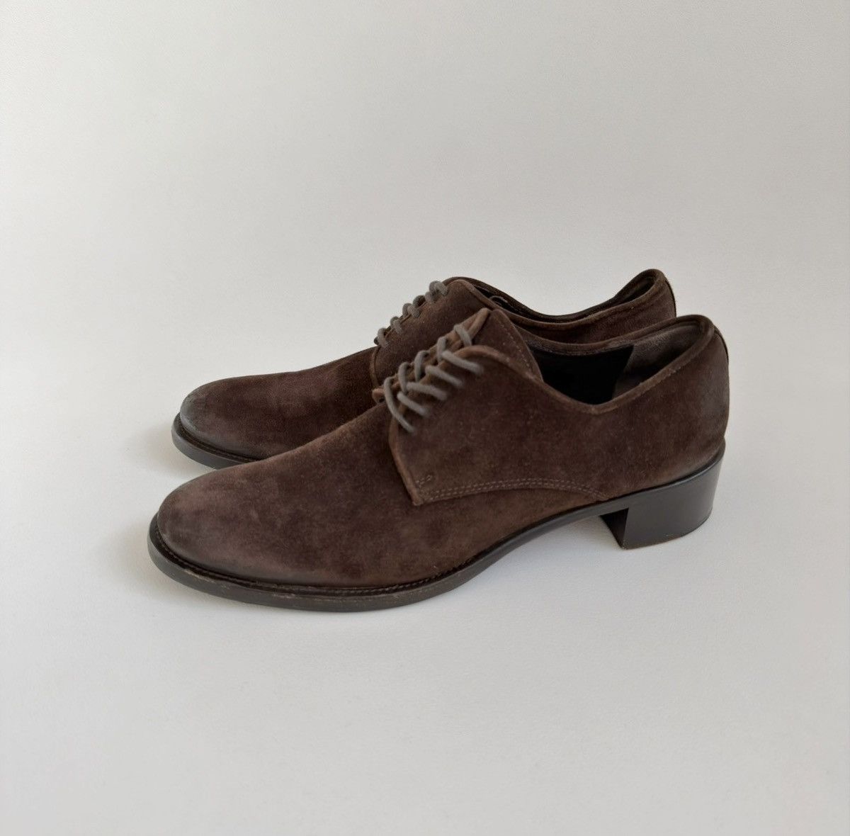 Prada Brown Suede Burnished Tips Shoes Size US 7 / IT 37 - 1 Thumbnail