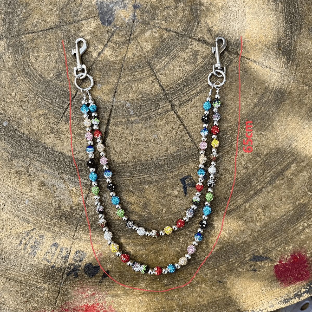 Jewelry Colorful Lucky Beaded Wallet Chain, Pants Chain, Belt Chain Size ONE SIZE - 2 Thumbnail