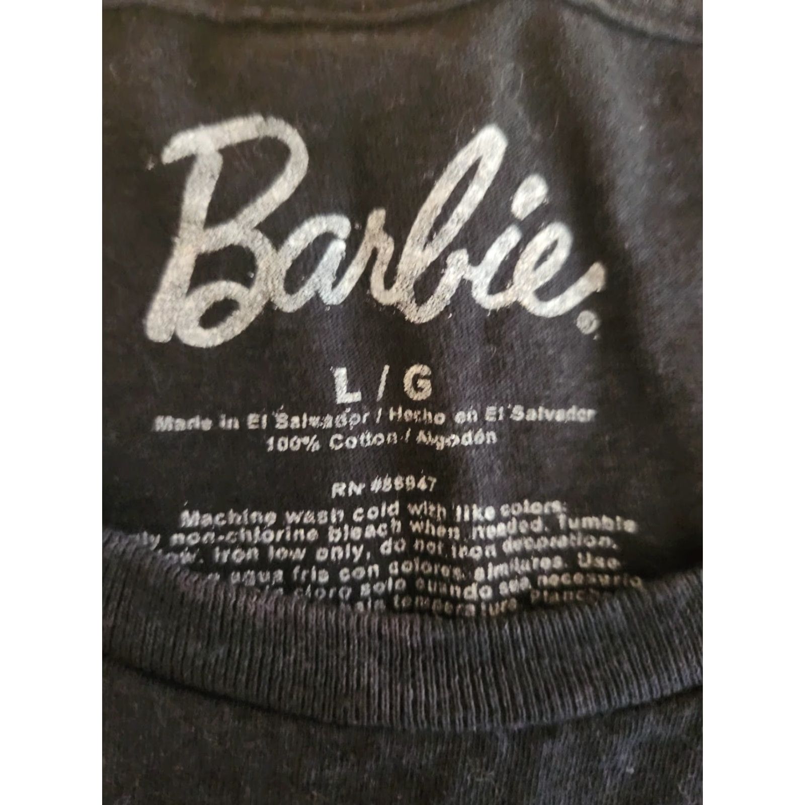Vintage Barbie Mattel T-Shirt Juniors L Crop Logo Black Pink Sparkle Barbie Sparkle Logo Crew Neck Short Sleeve Cropped All Seasons Womens/Men? Size L / US 10 / IT 46 - 2 Thumbnail