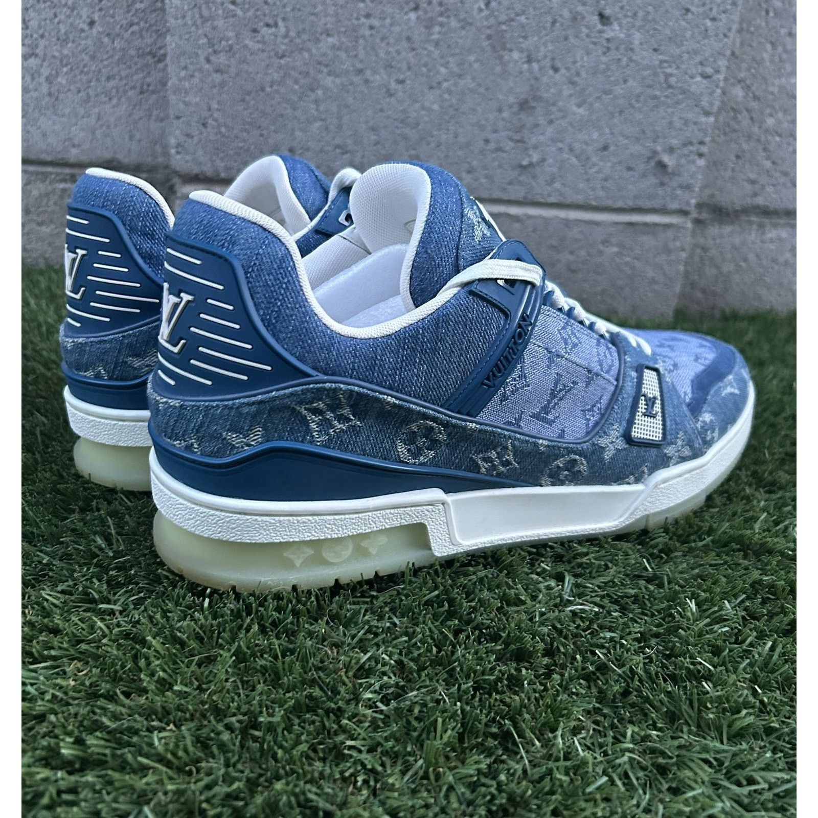 Louis Vuitton Louis Vuitton Trainer Denim Blue Monogram Sneakers Size 9.5 Size US 9.5 / EU 42-43 - 5 Thumbnail