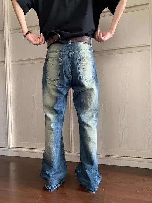 VIBE Retro heavy wash handmade micro flared jeans Size US 32 / EU 48 - 4 Thumbnail