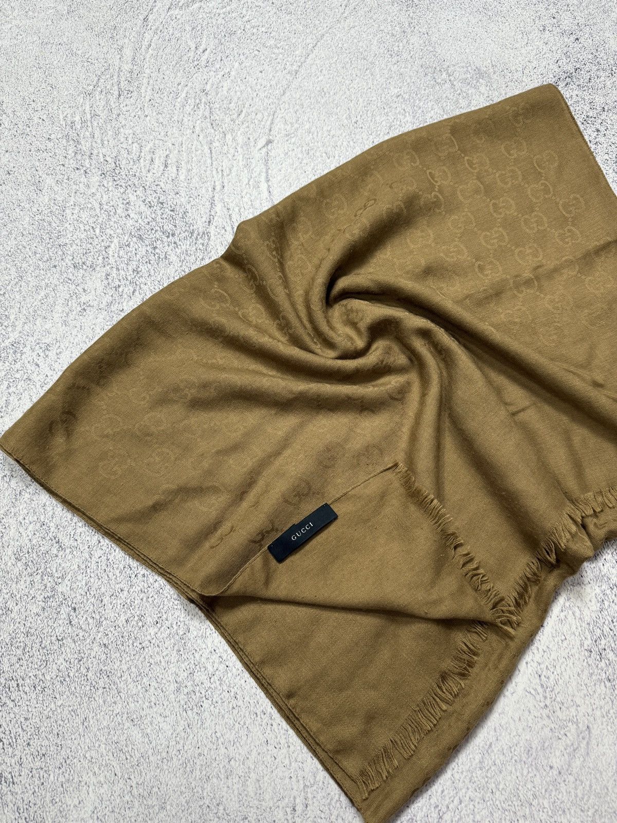 Gucci Gucci Monogram Scarf Wool+Silk Print Logo Size ONE SIZE - 2 Thumbnail