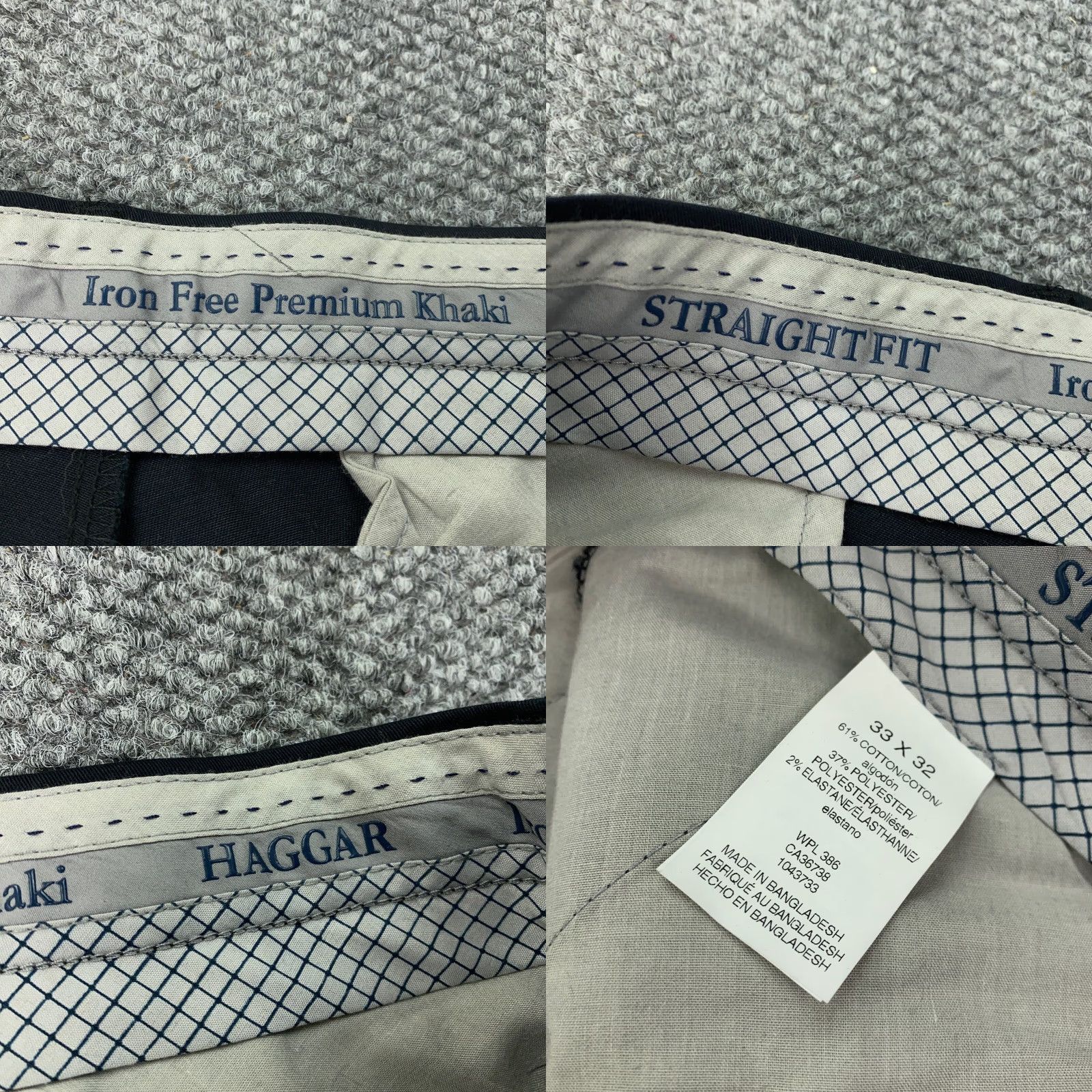 Haggar Haggar Iron Free Premium Khaki Pants Mens 33x32 Black Stretch Twill Straight NWT Size US 33 - 8 Thumbnail