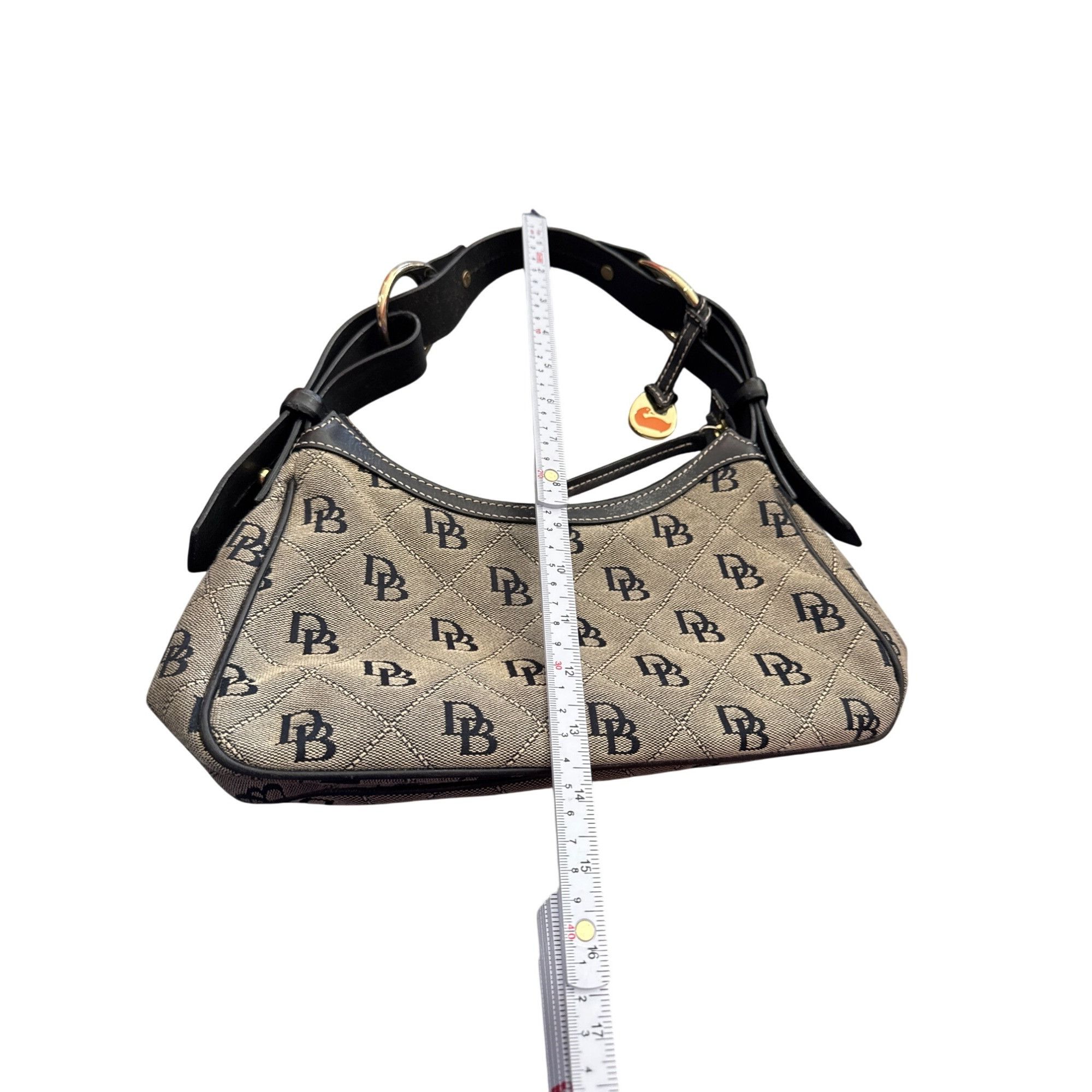 Dooney & Bourke Dooney Bourke Womens Brown Leather Canvas Satchel Handbag SK Size ONE SIZE - 4 Thumbnail