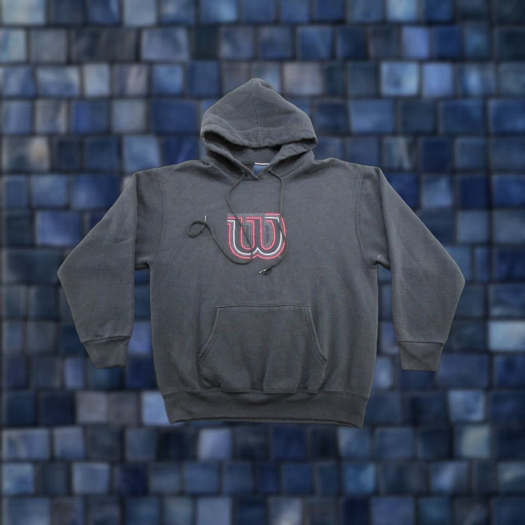 Wilson VINTAGE Wilson Hoodie Sweatshirt Pullover Mens M Black 80s 90s Sports Size US M / EU 48-50 / 2 - 1 Thumbnail