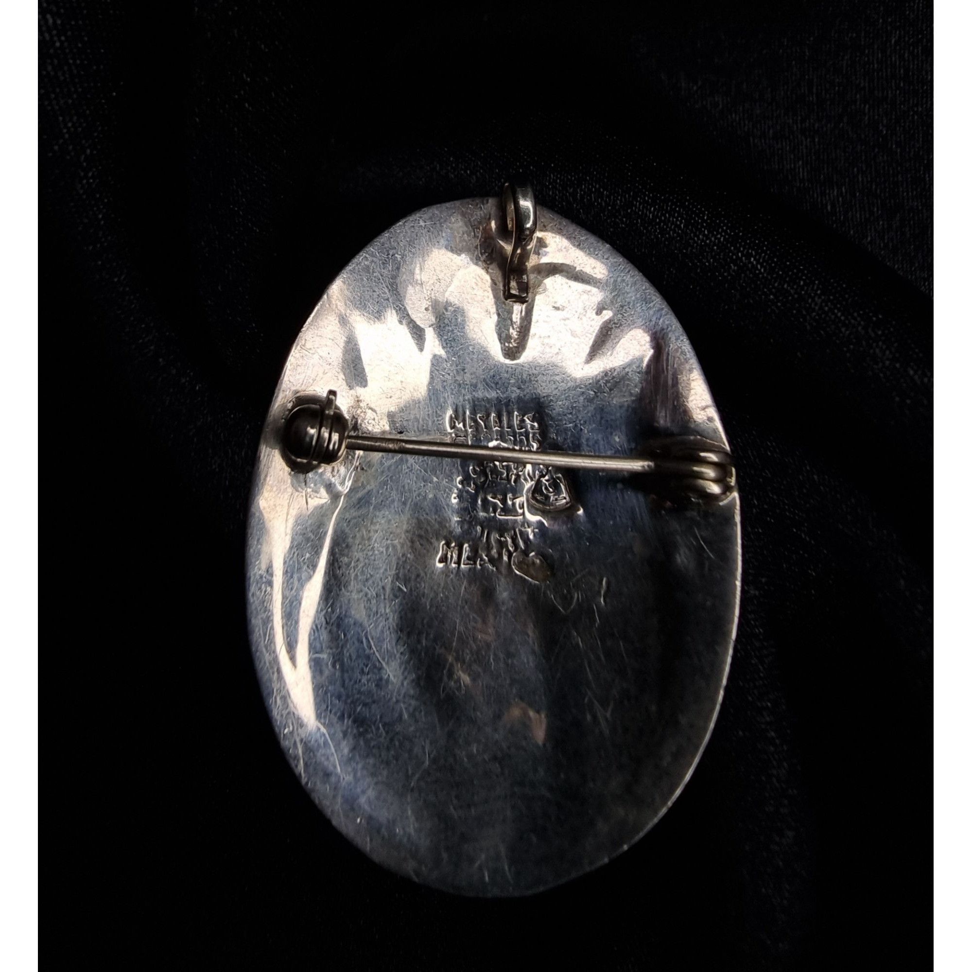 Vintage Vintage 925 Sterling Silver Mexican Brooch Pendant With Inla Size ONE SIZE - 5 Thumbnail