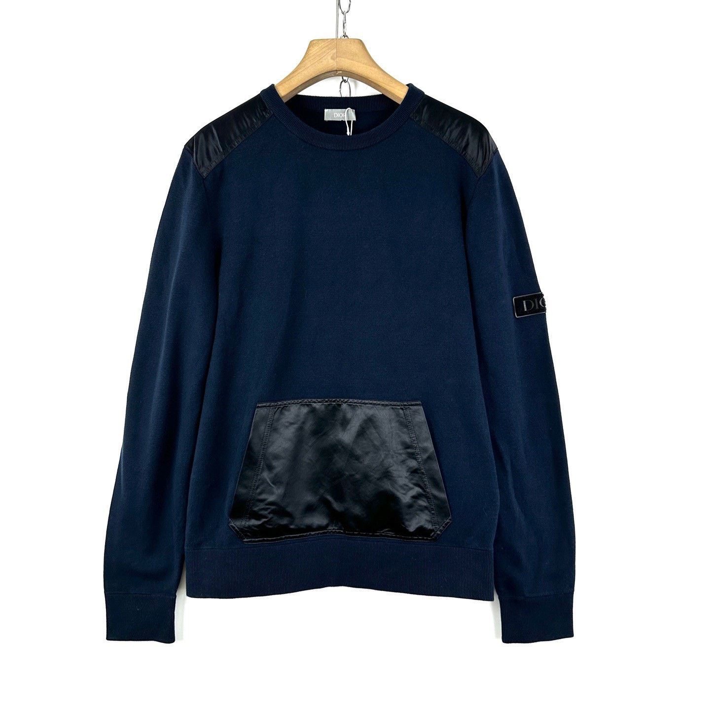 Dior Dior Navy Spliced Wool Knit Crewneck Sweater Size US M / EU 48-50 / 2 - 1 Thumbnail