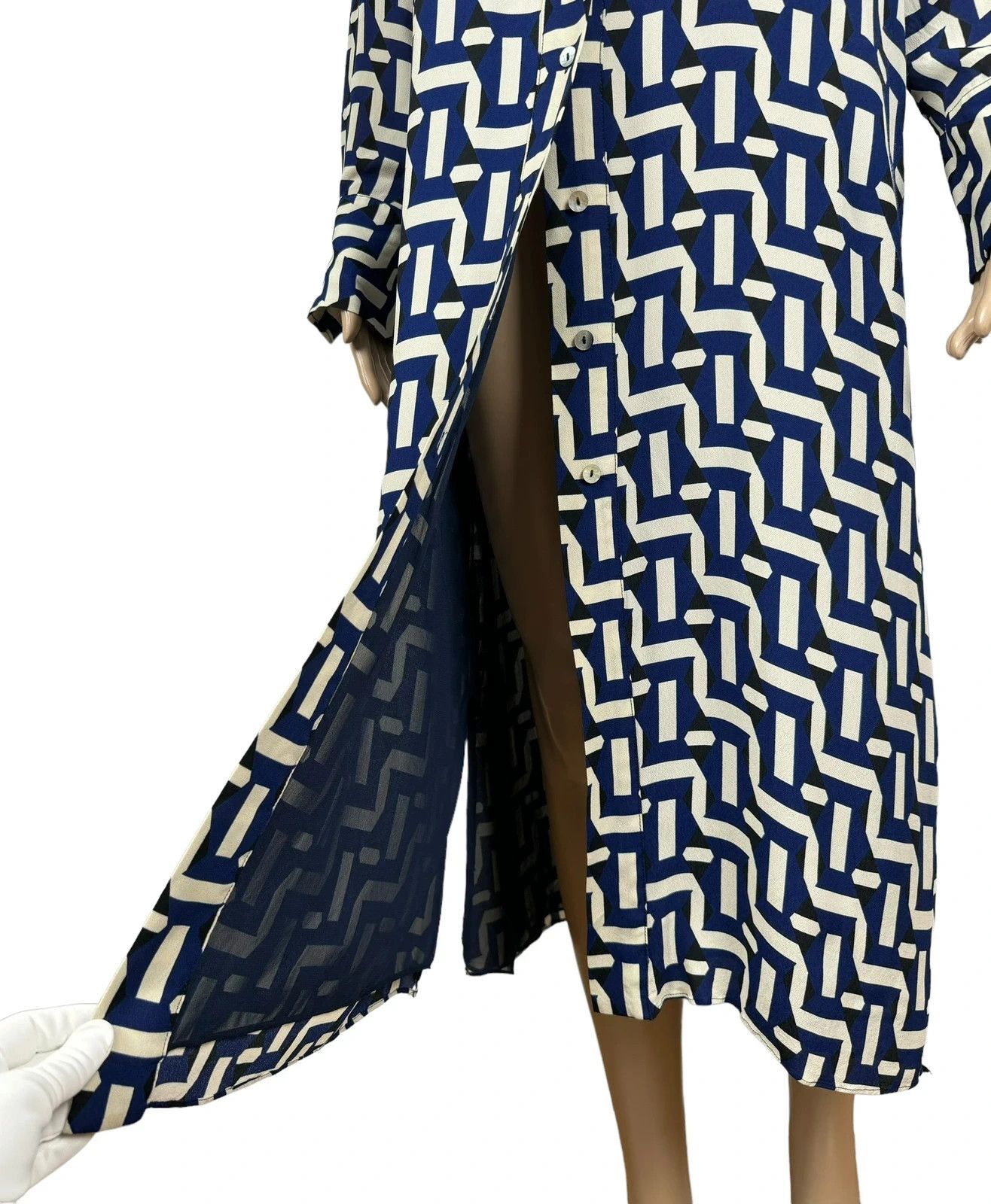 Massimo Dutti Massimo Dutti Geometric Pattern Dress Viscose Belted EU40 Size M / US 6-8 / IT 42-44 - 10 Thumbnail