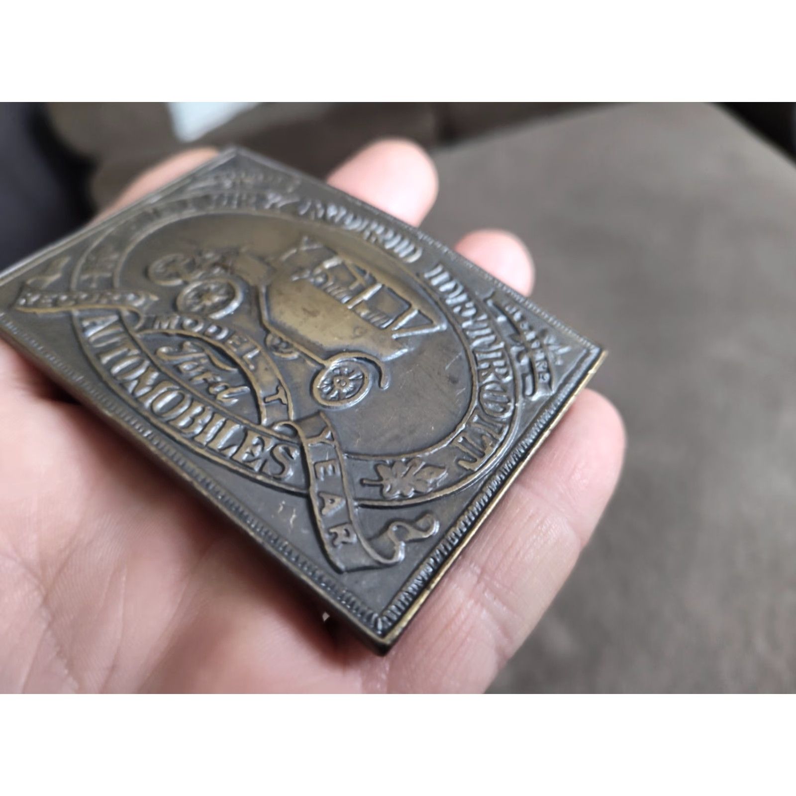 Ford VINTAGE Ford Model T Belt Buckle Auto Car Manufacture Bronze Brass Unisex Size ONE SIZE - 7 Thumbnail