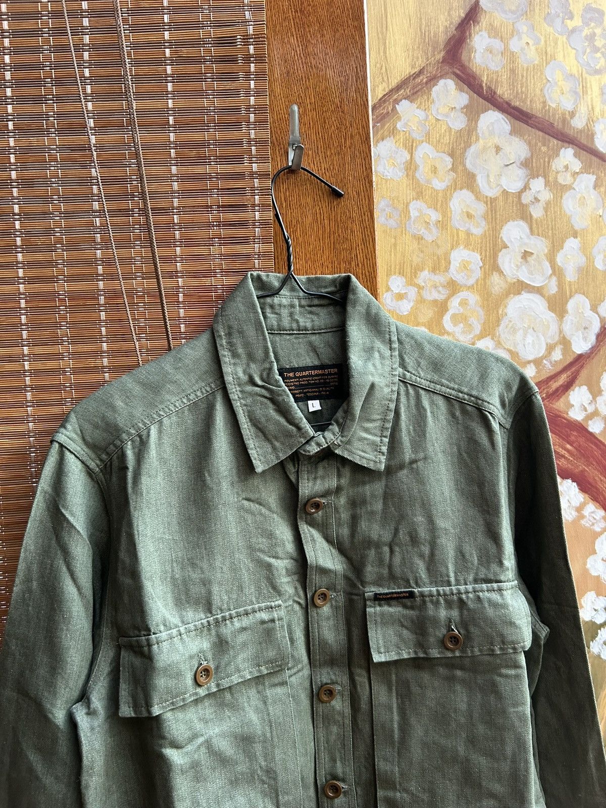Other The Quartermaster Green Fatigue Shirt Cotton Linen Blend Size US L / EU 52-54 / 3 - 3 Thumbnail