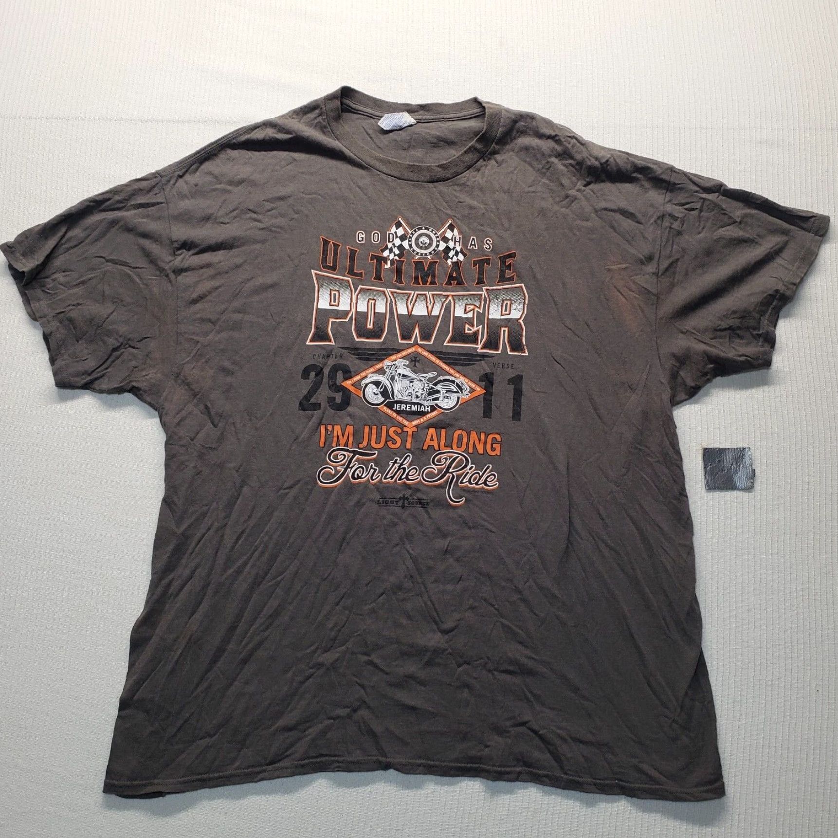 Vintage Stylefer Shirt Adult XL Brown Jeremiah Ultimate Power Bike Christian Religious Bible Verse T-Shirt Size US XL / EU 56 / 4 - 2 Thumbnail